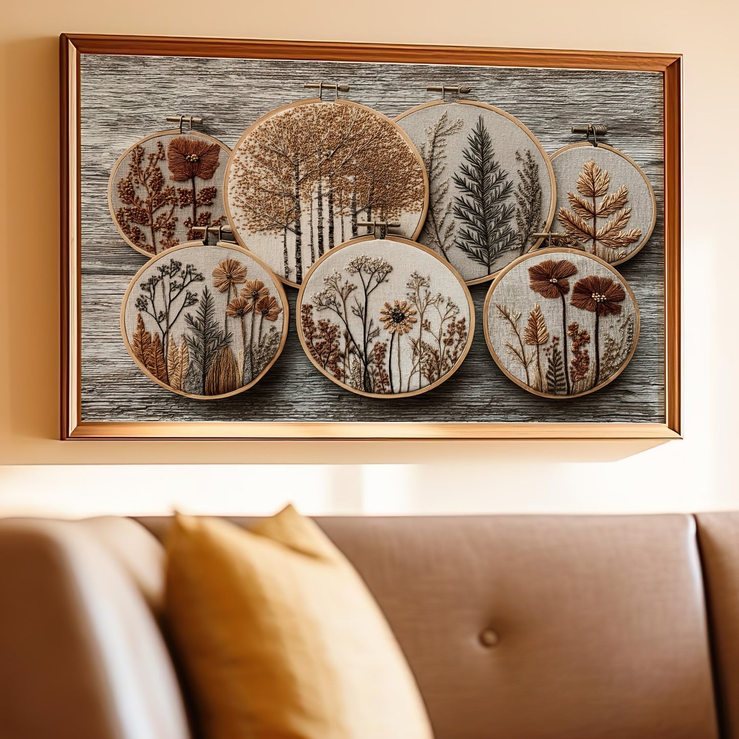 Beautifully Framed Floral Embroidery Wall Art Decor