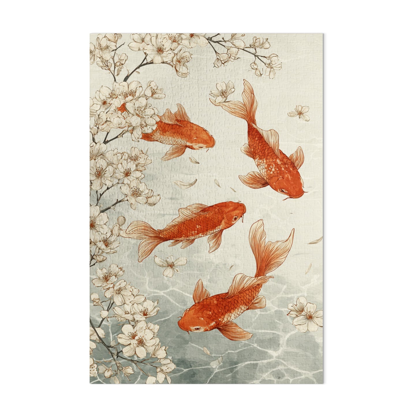 Elegant Koi Fish and Cherry Blossoms Wall Art Decor