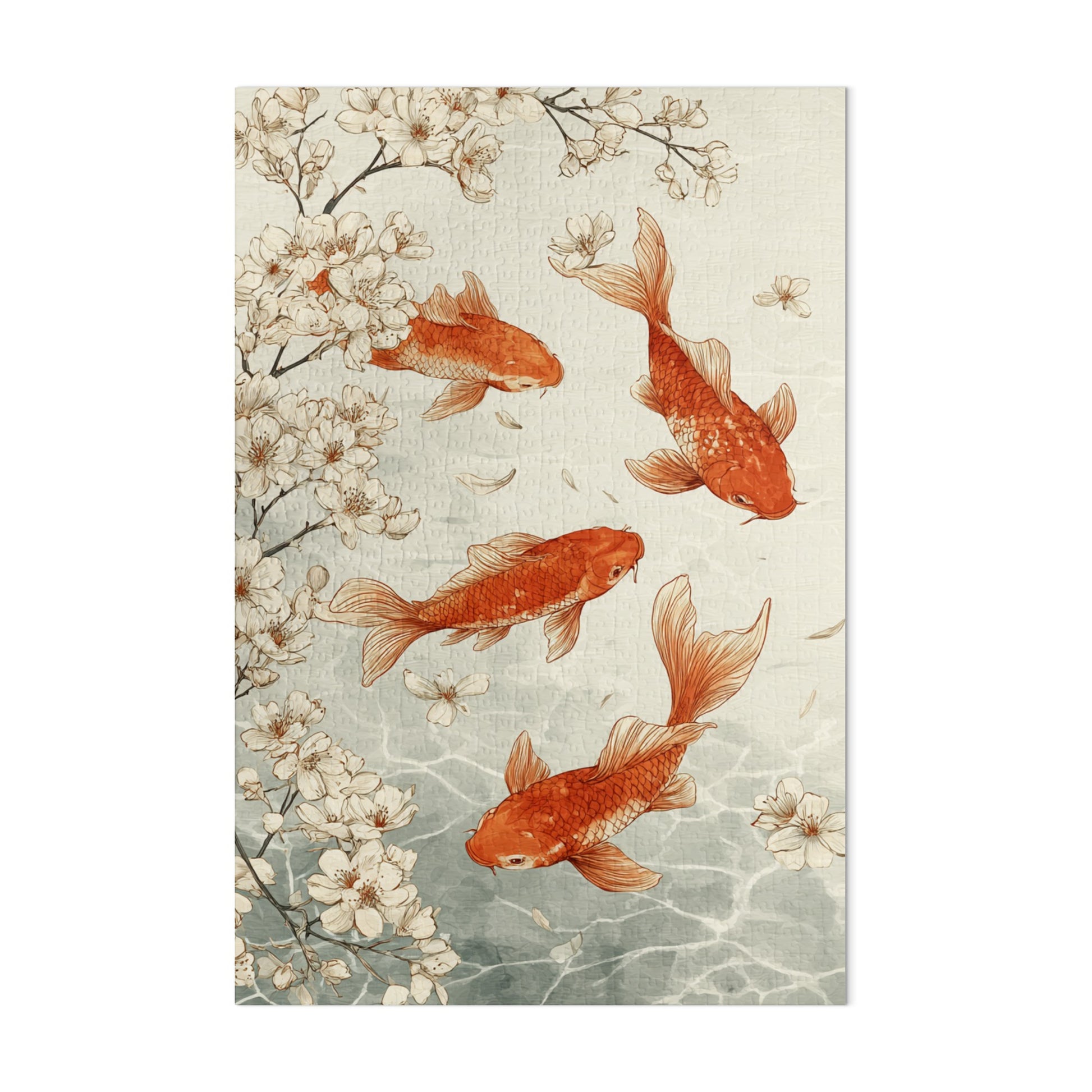 Elegant Koi Fish and Cherry Blossoms Wall Art Decor