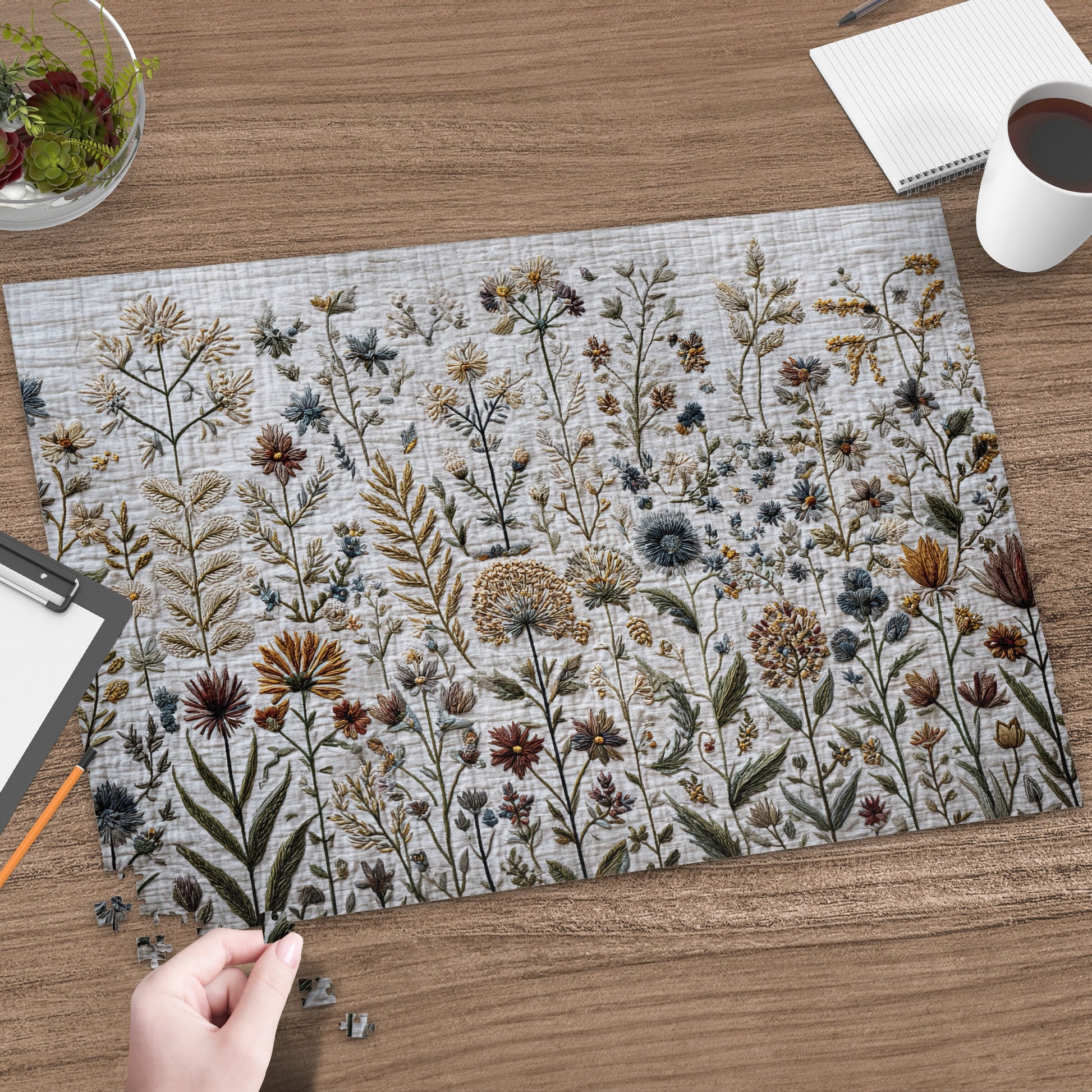 Embroidered Wildflower Field Design Jigsaw Puzzle product type