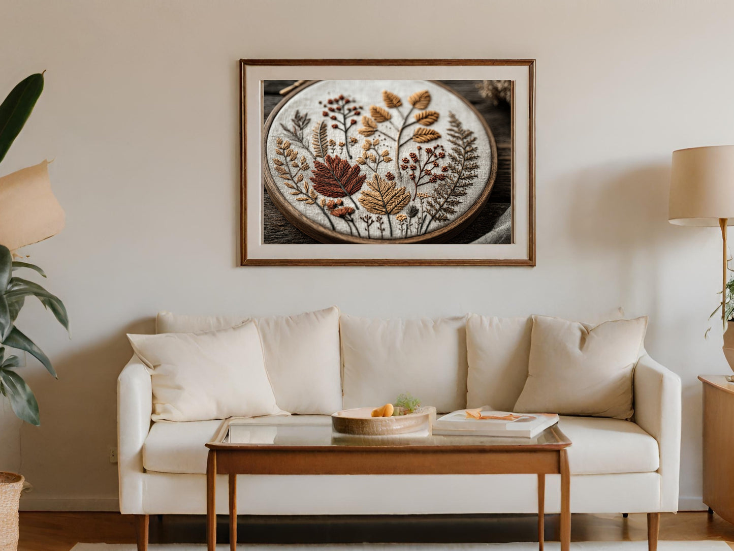 Stunning Botanical Embroidery Wall Art for Living Room