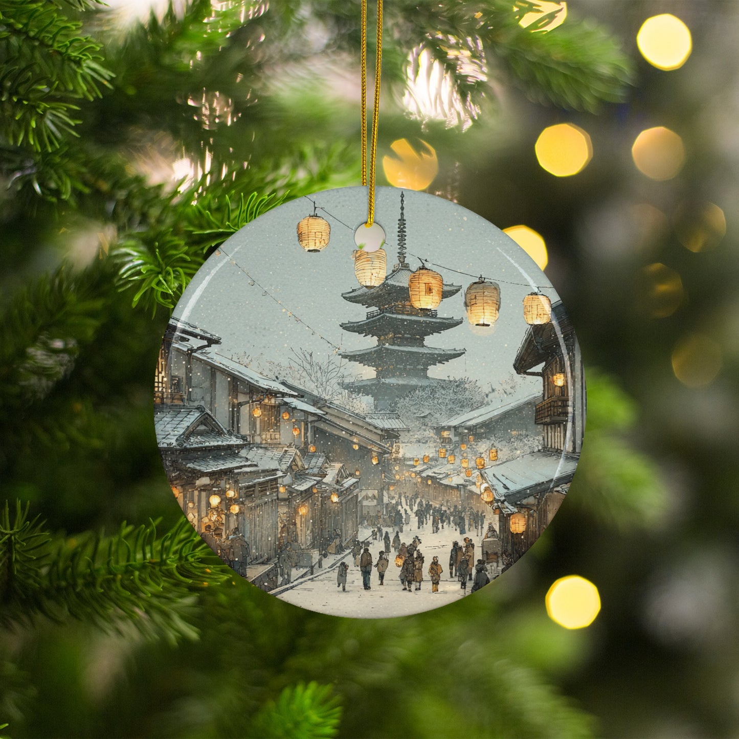 Christmas Ornament with Traditional Pagoda Scene