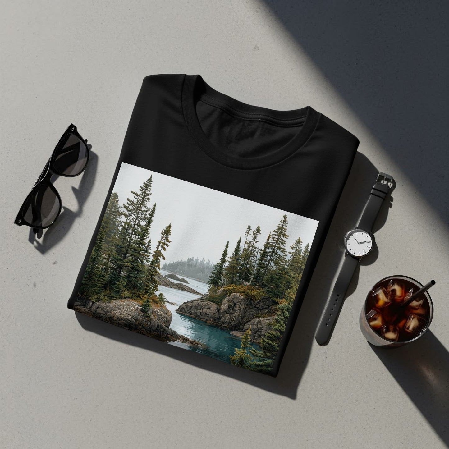 Scenic Nature Landscape Printed T-shirt for Outdoor Enthusiasts