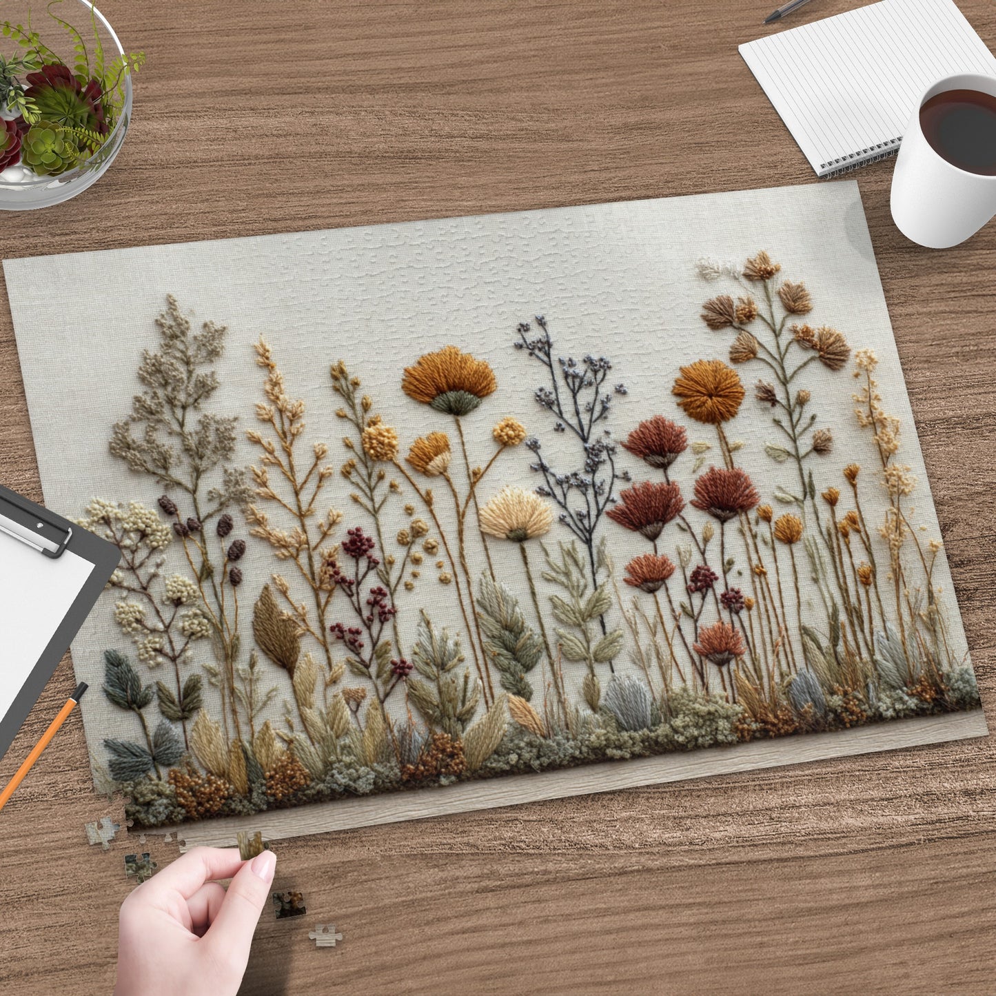 Handcrafted Wildflowers Embroidery Design Art Decor