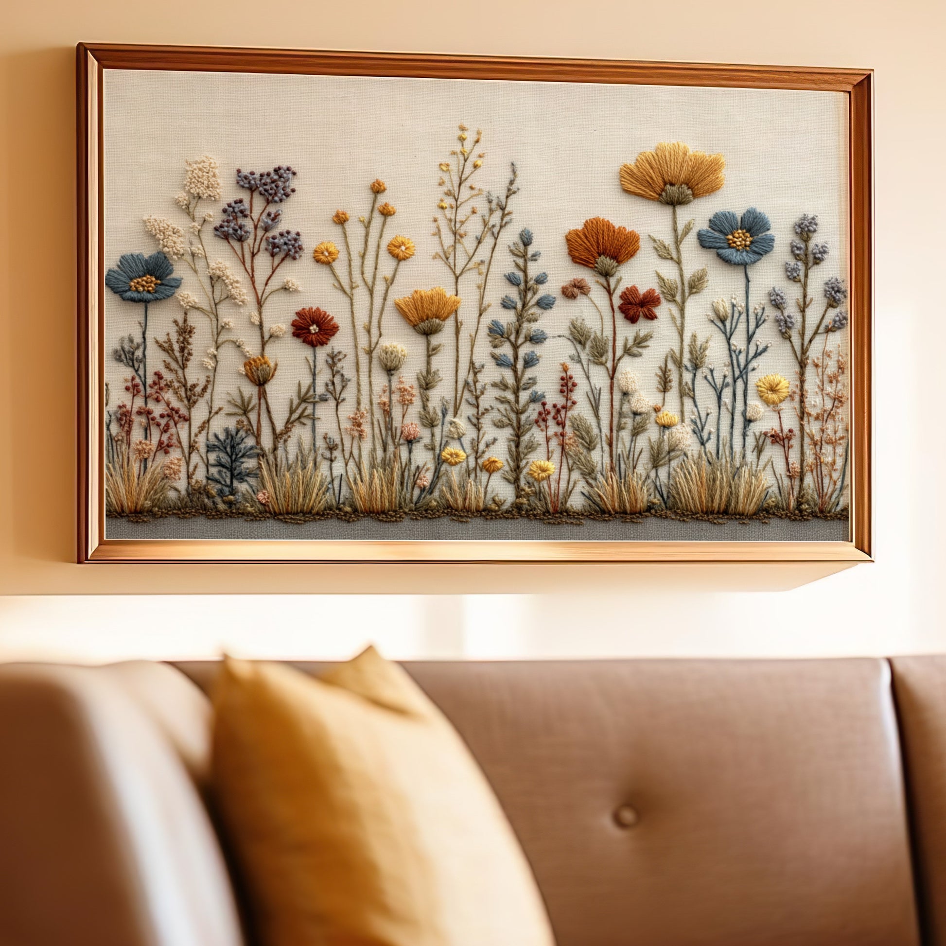 Colorful Embroidered Nature Design Wall Art Decor