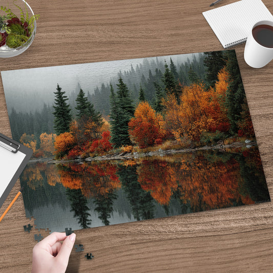 Breathtaking Autumn Forest Reflection Jigsaw Puzzle