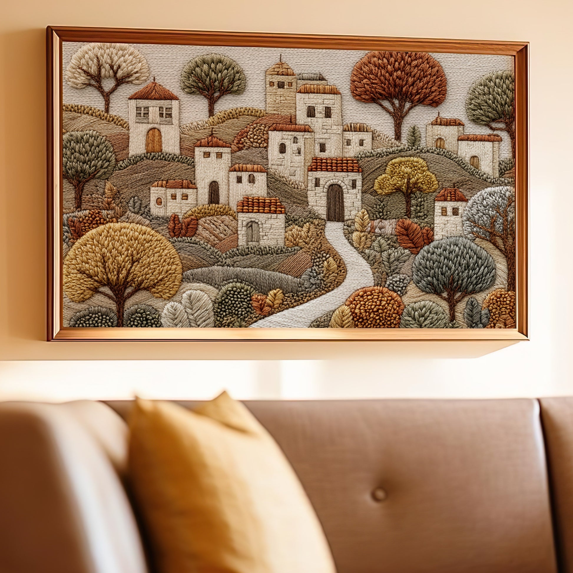 Scenic Embroidered Landscape Framed Wall Art Decor