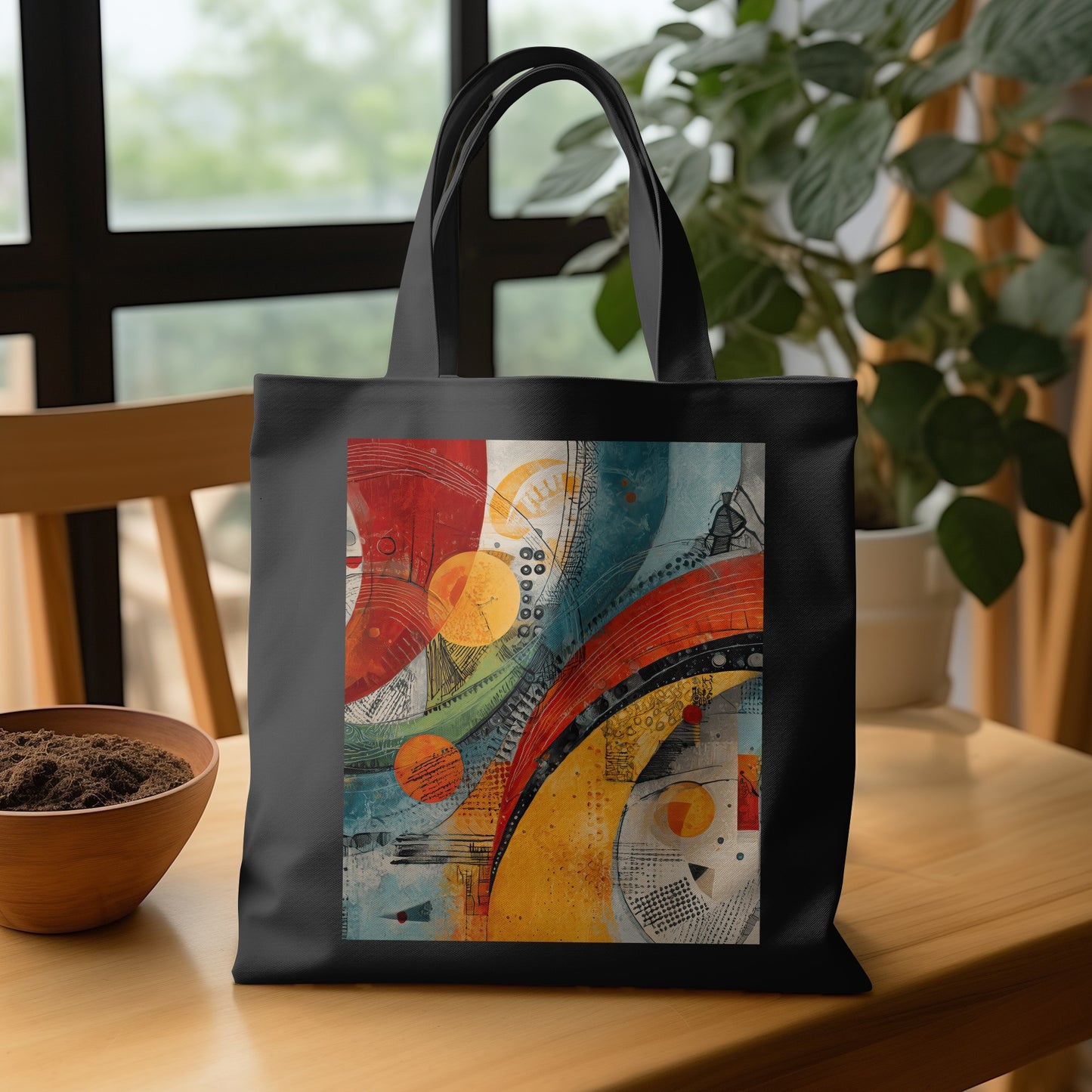 Vibrant Abstract Art Black Carryall Tote bag product type