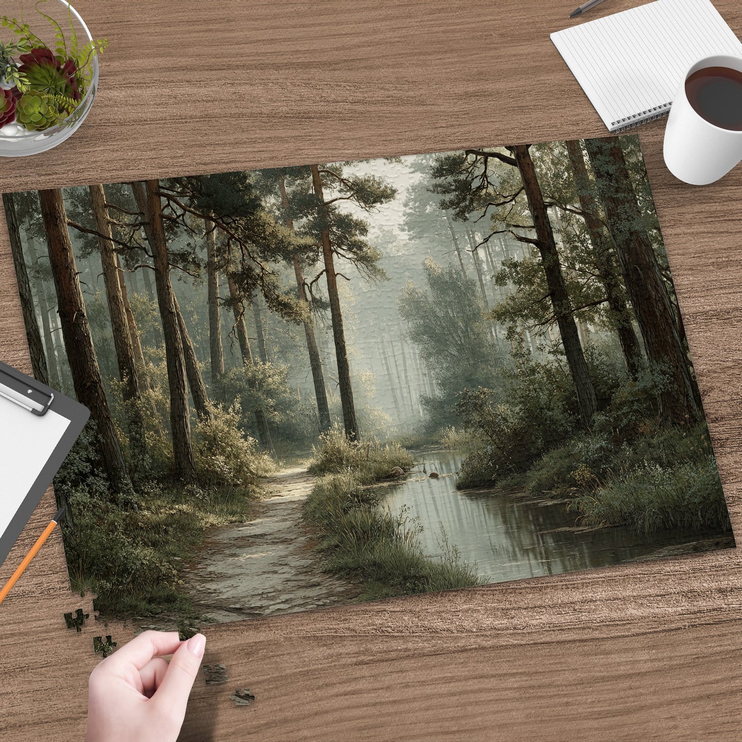 Serene Forest Path with Stream Jigsaw Puzzle