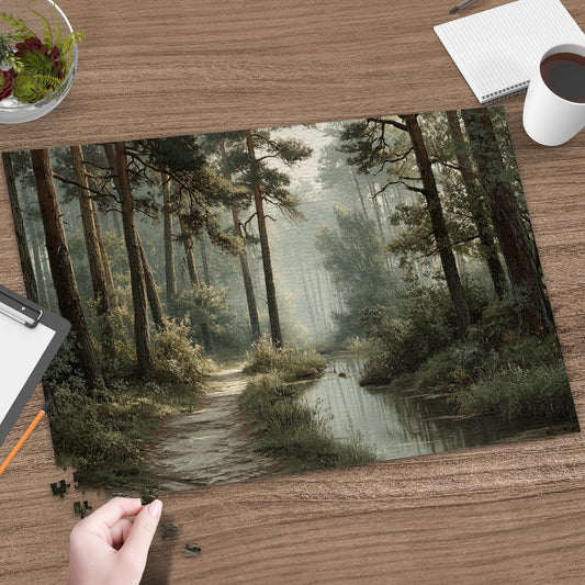 Serene Forest Path with Stream Jigsaw Puzzle