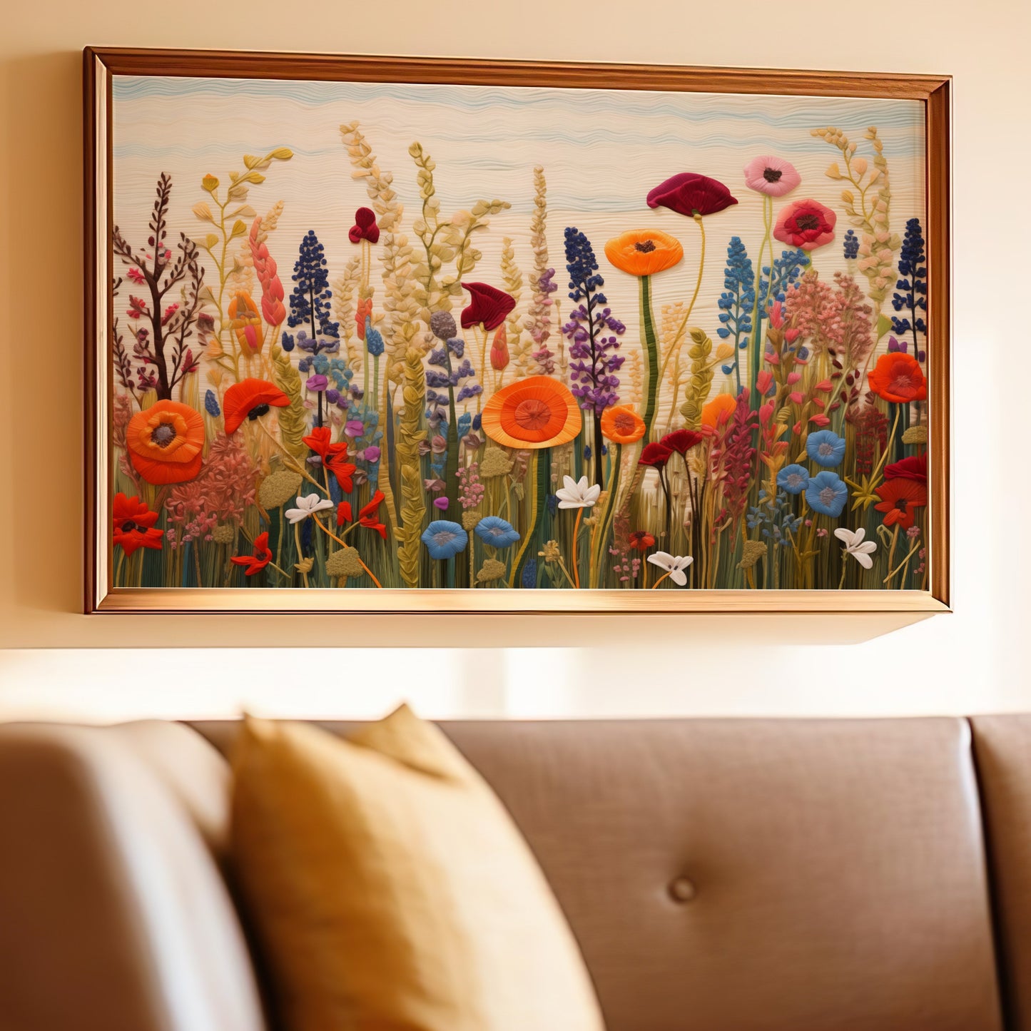 Vibrant Spectrum of Blossoms Wall Art for Living Room Decor