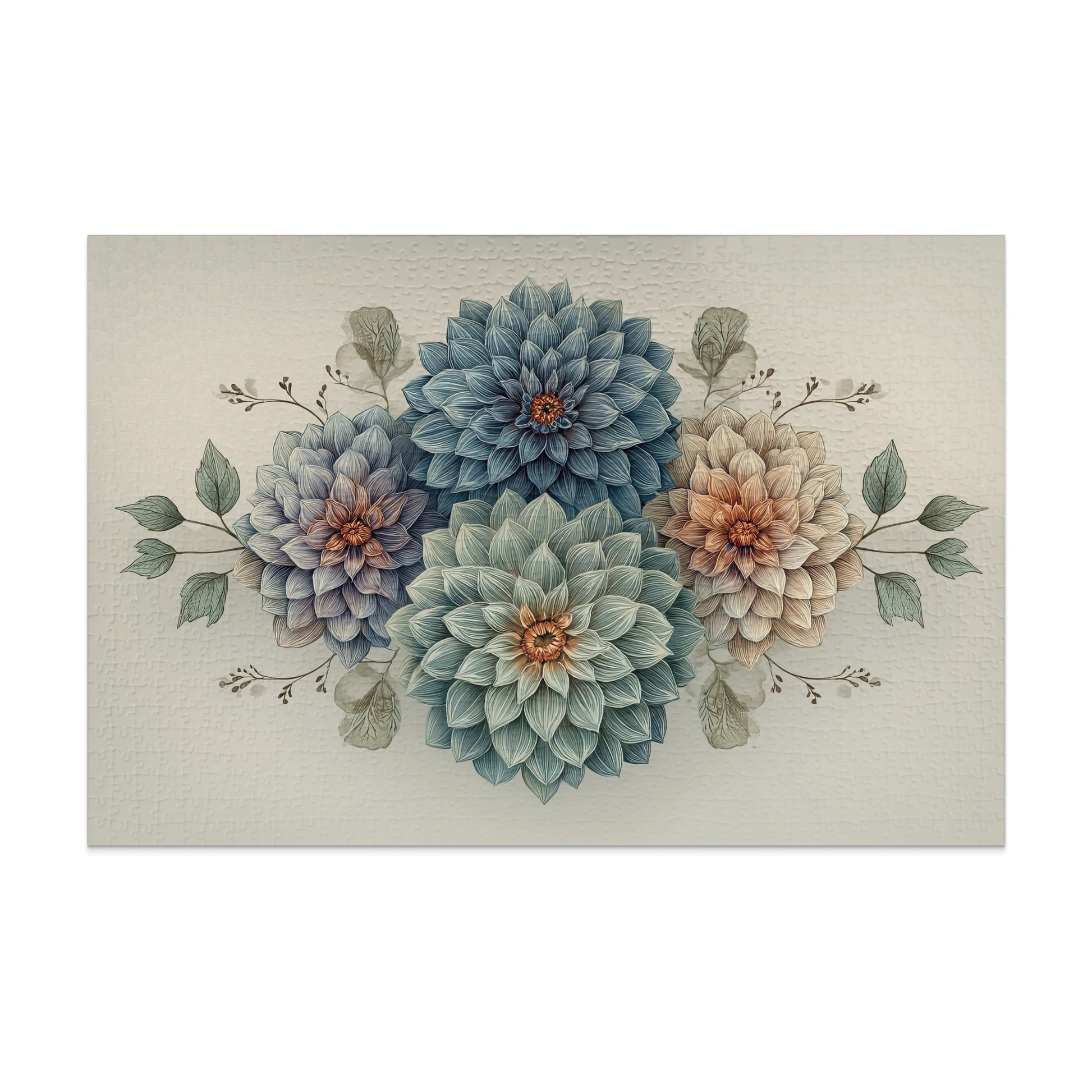 Beautiful Floral Pattern with Blue and Orange Flowers