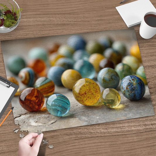 Colorful Glass Marbles On Display Puzzle