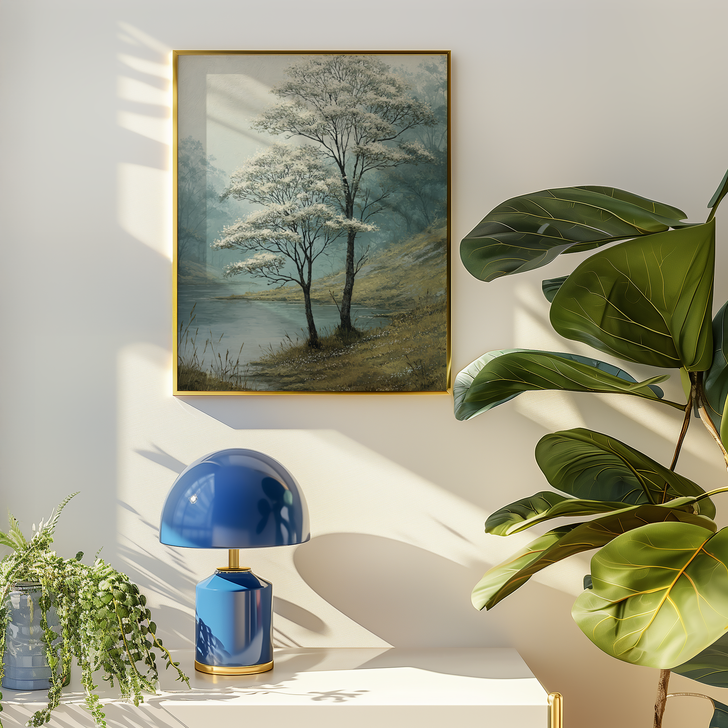 Beautiful Framed Landscape Art Print With Trees