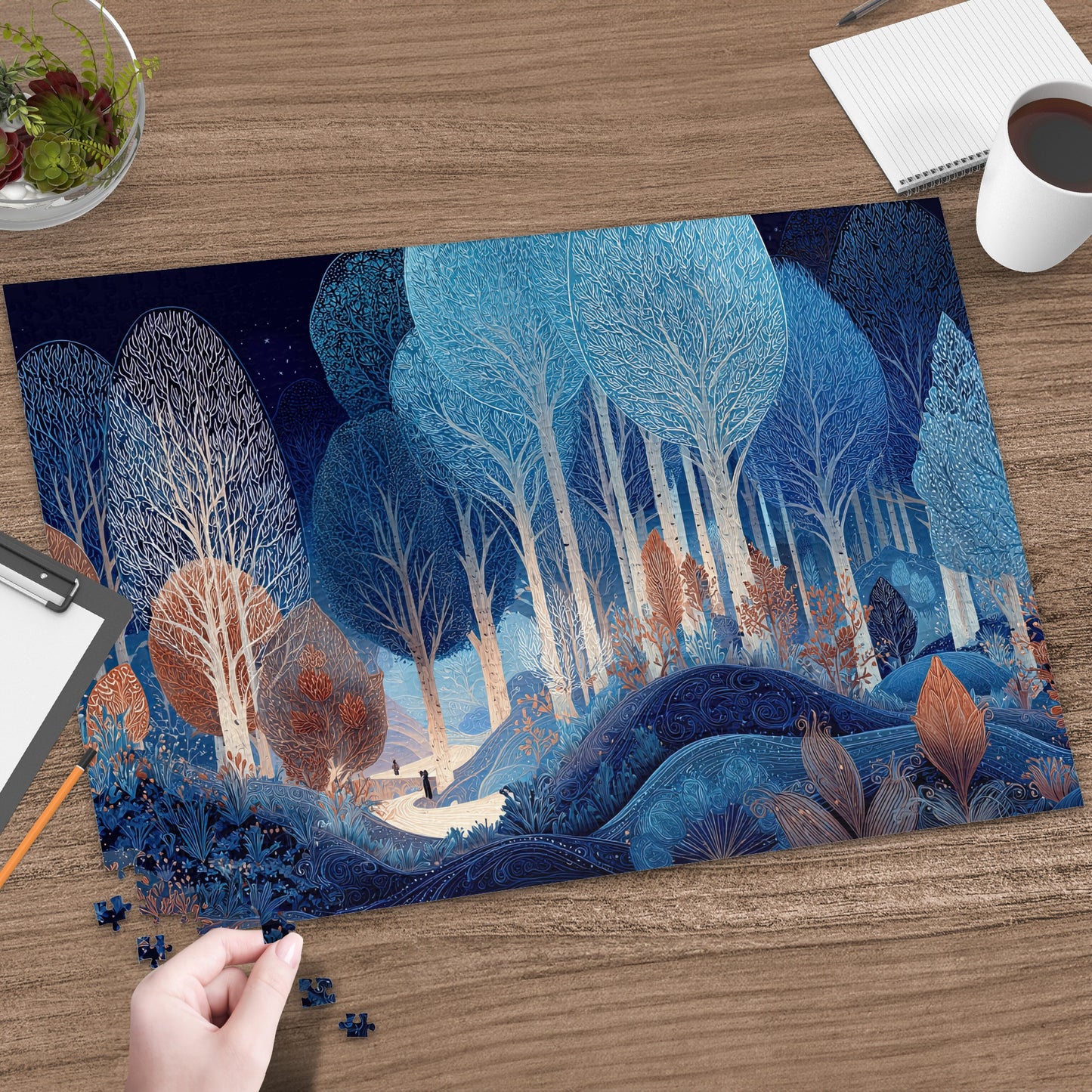 Blue White Winter Forest Mystical Trees Product Type