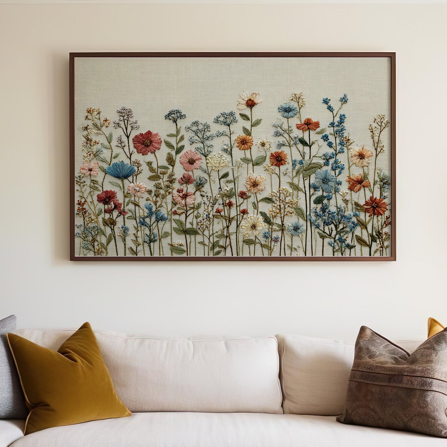 Embroidered Wildflower Field Botanical Wall Art product type