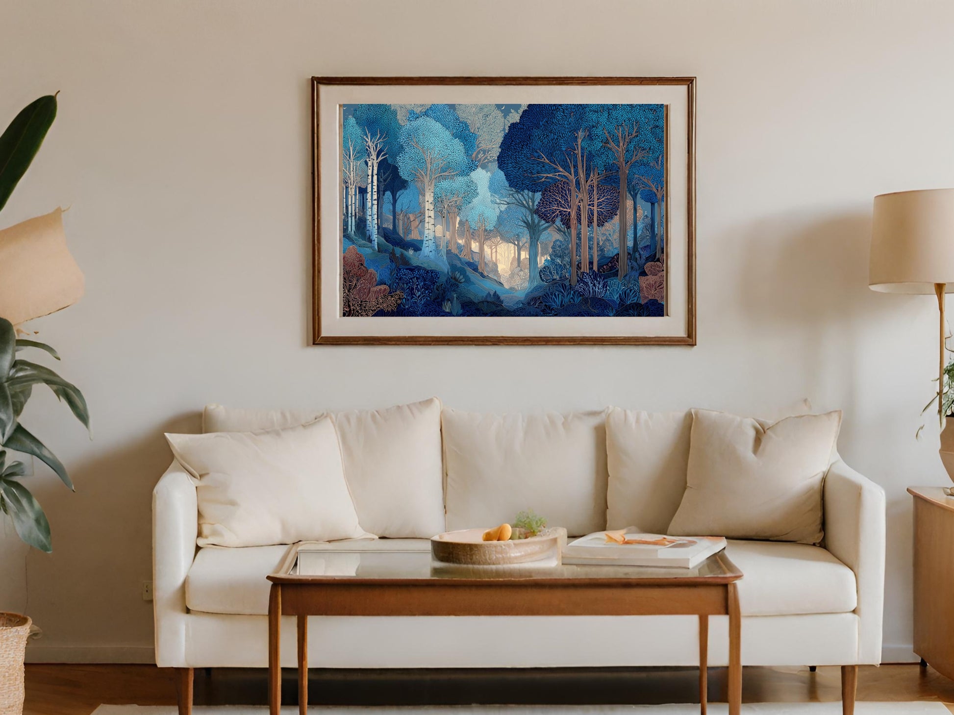 Blue Forest Birch Tree Framed Artwork product type