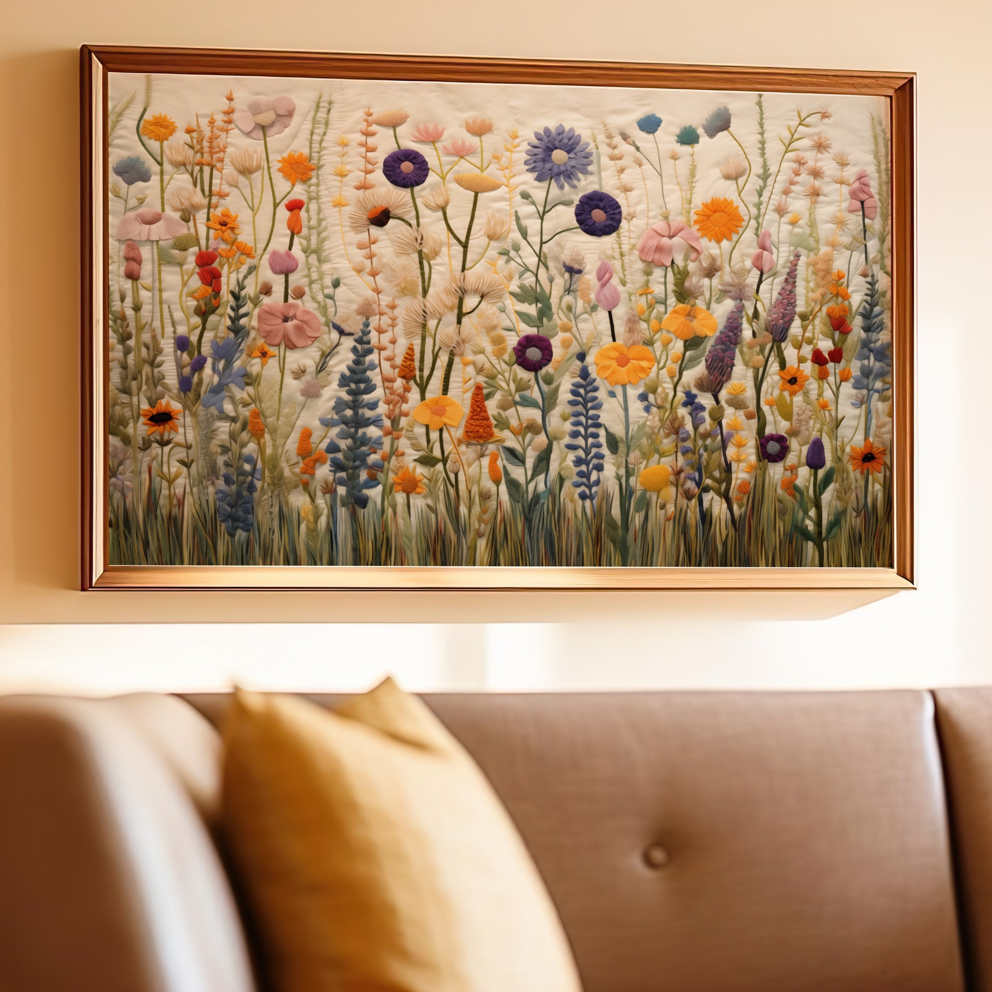 Vibrant Wildflower Art Print for Home Decor Wall