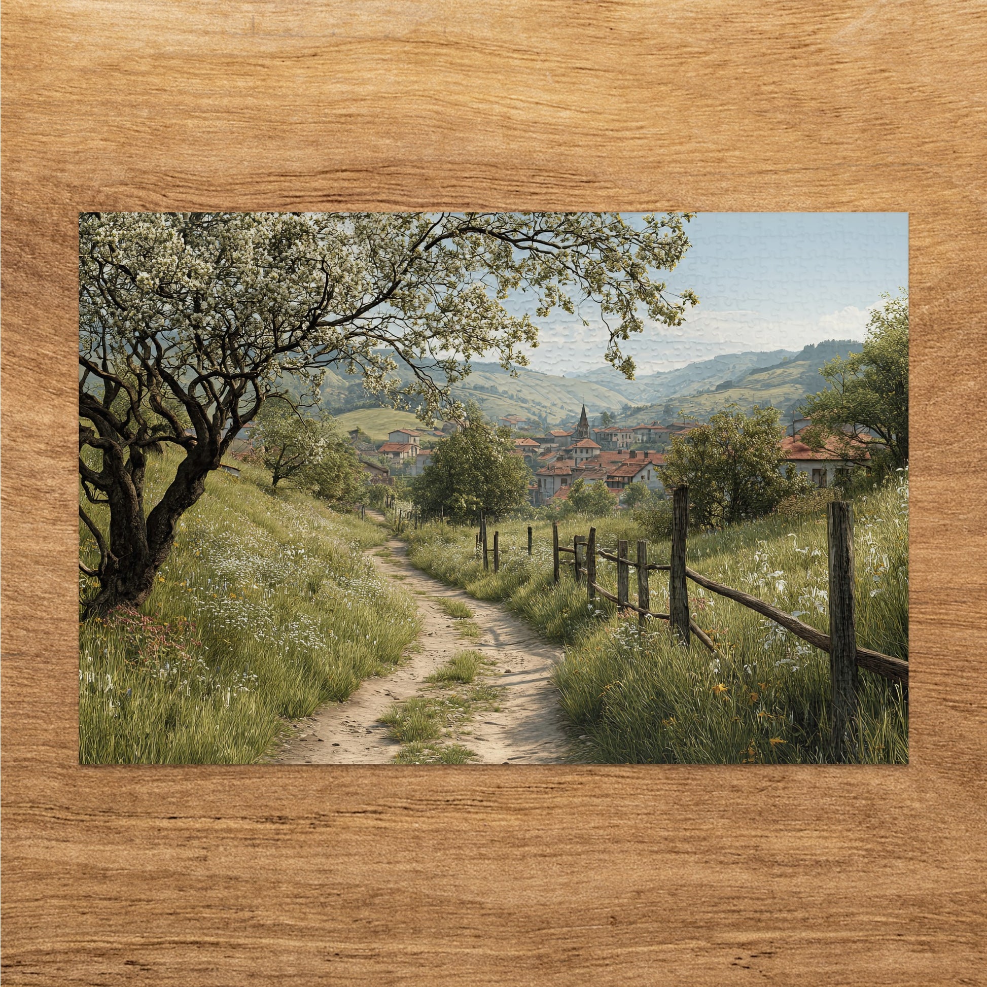 Scenic Countryside Path to Village Puzzle Product