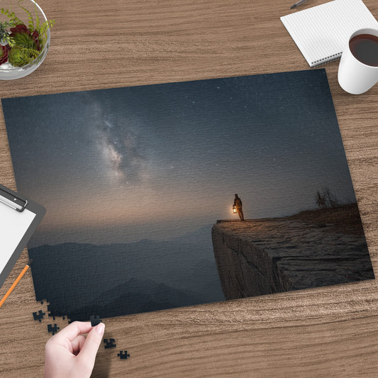 Starry Night Sky Cliffside Lantern Holder Puzzle