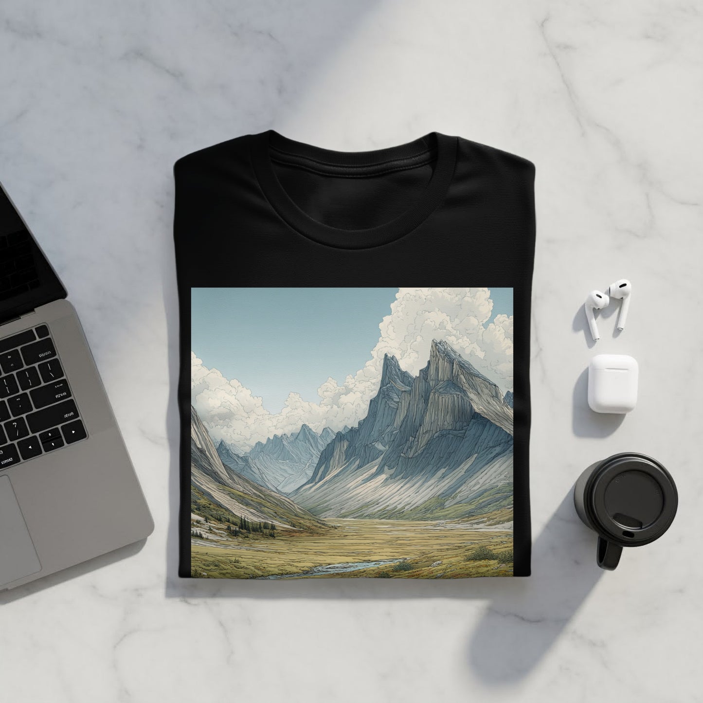 Majestic Mountain Range Scenic Graphic T-Shirt