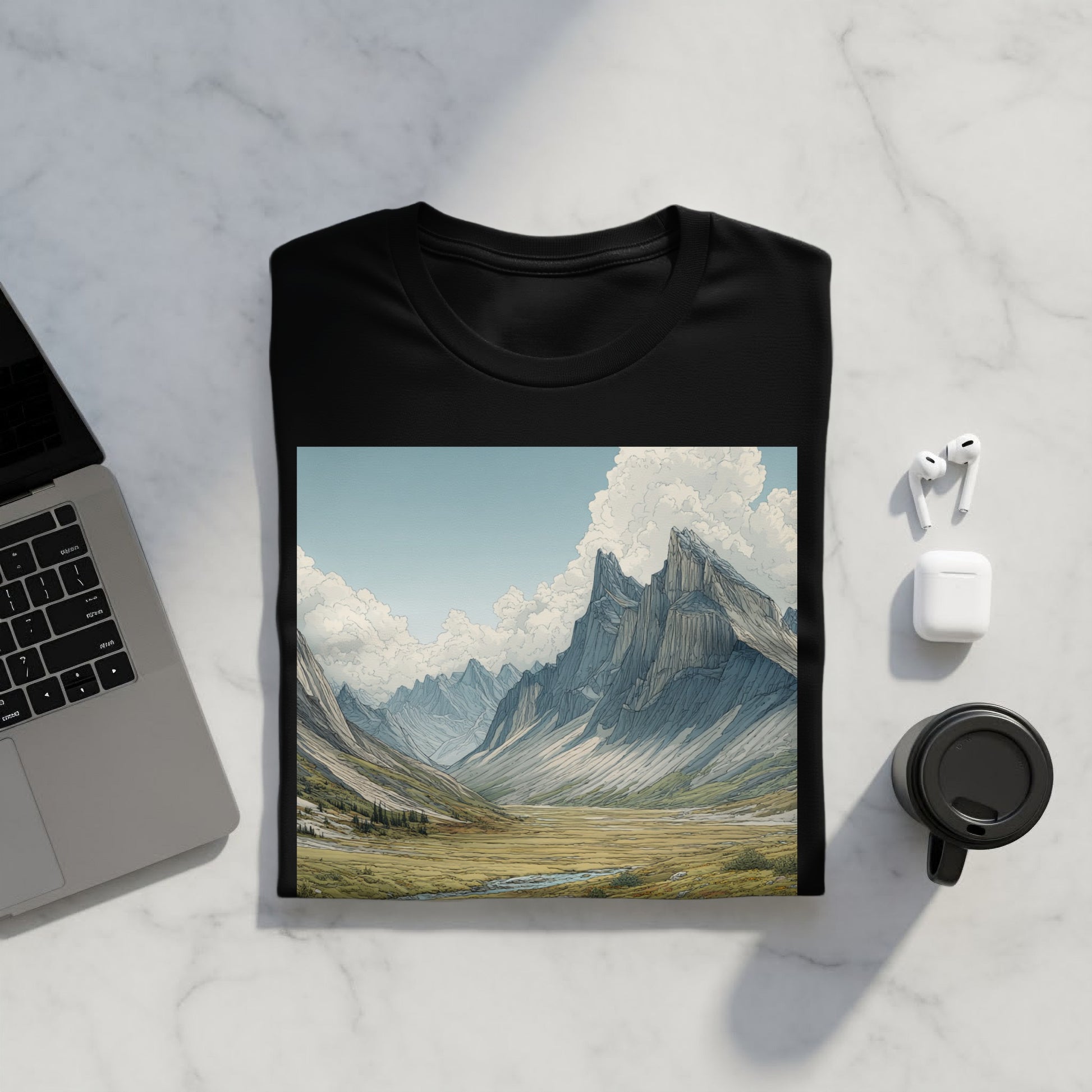 Majestic Mountain Range Scenic Graphic T-Shirt