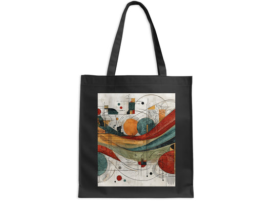Abstract geometric lines circles colorful waves tote bag
abstract art, geometric design, modern art, colorful pattern, artistic print, graphic design, circles shapes, wavy lines, unique design, vibrant colors, contemporary art, digital art, abstract print, patterned art, expressionist art, urban art, dynamic design, stylish pattern, creative artwork, modern aesthetic