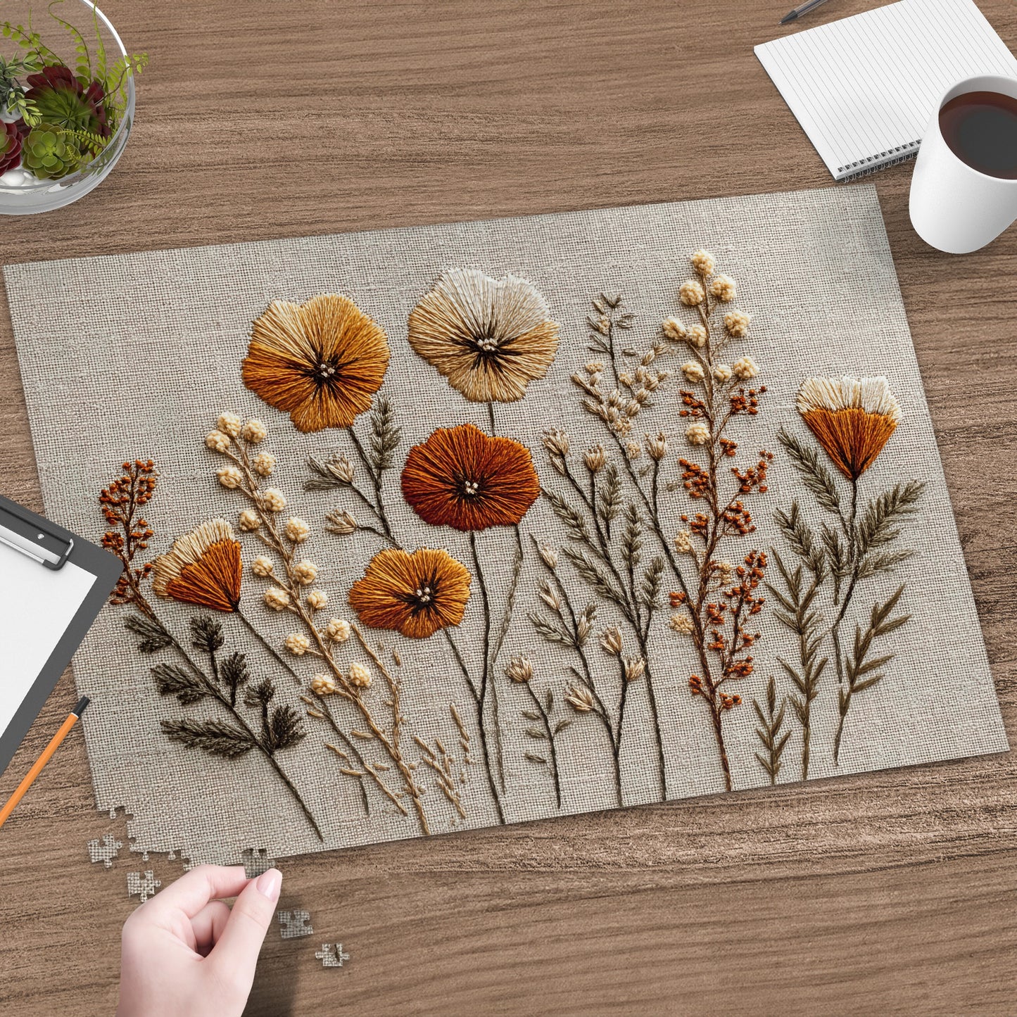 Floral Embroidery Art for Home Decor and Wall Display