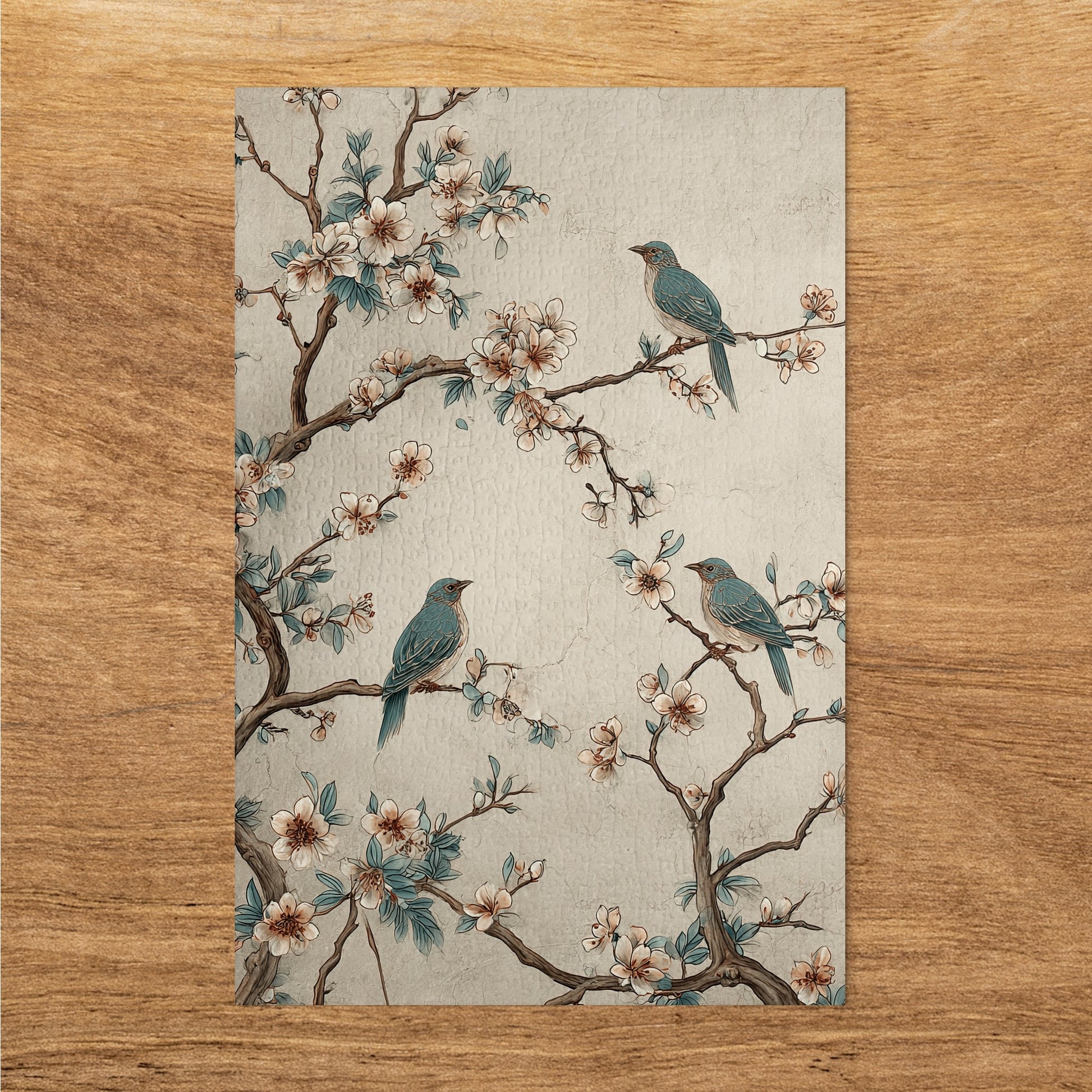 Beautiful Vintage Birds and Blossoms Art Poster