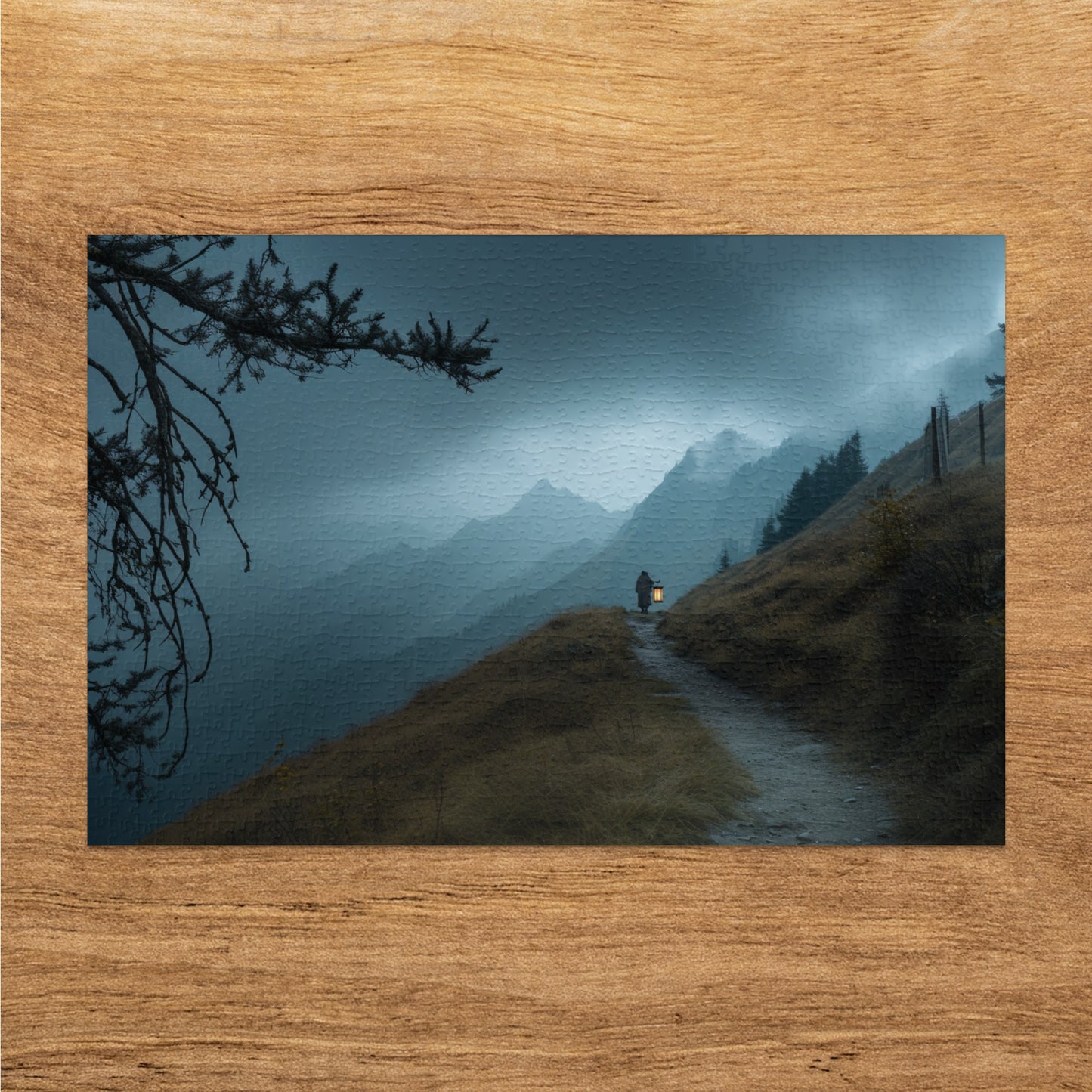 Scenic Mountain Path with Foggy View Print