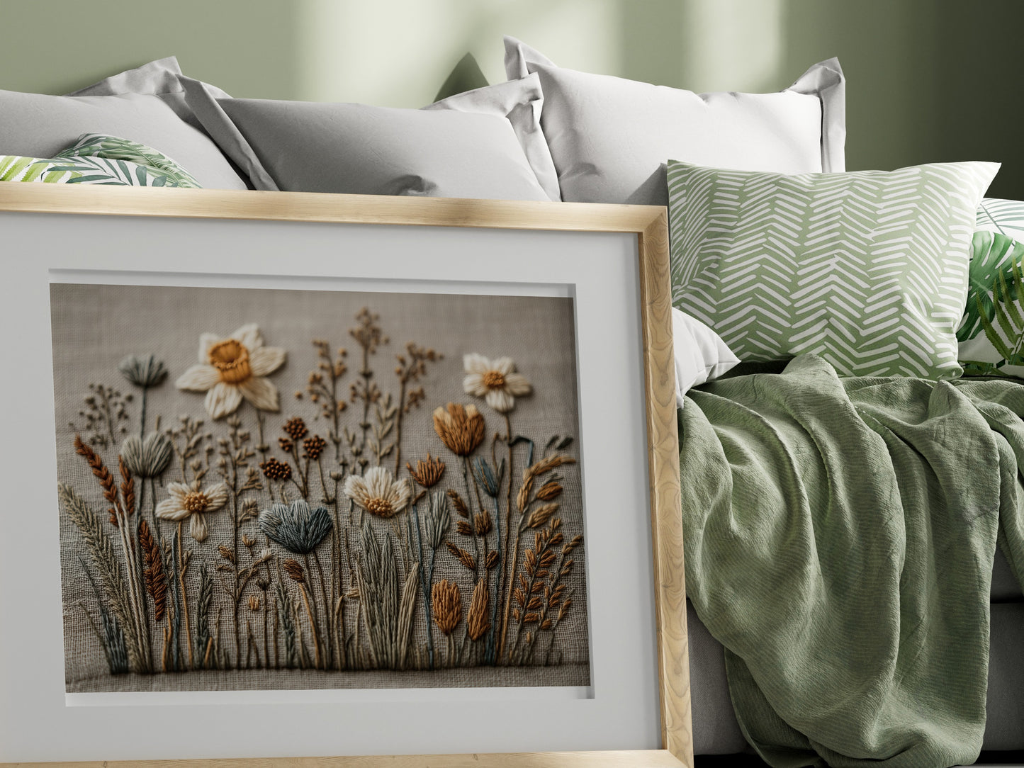 Handmade Floral Embroidery Art for Home Decor