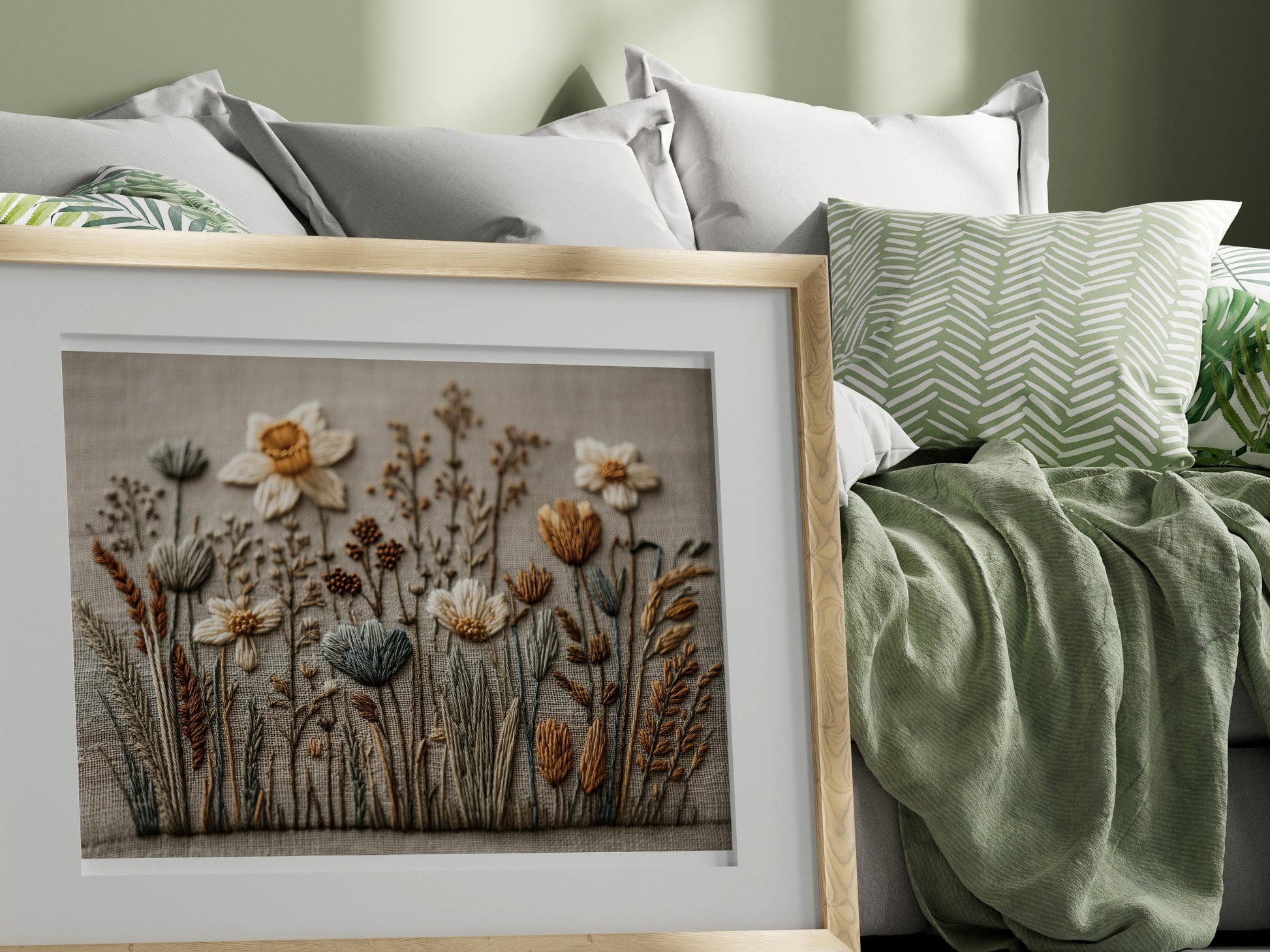Handmade Floral Embroidery Art for Home Decor