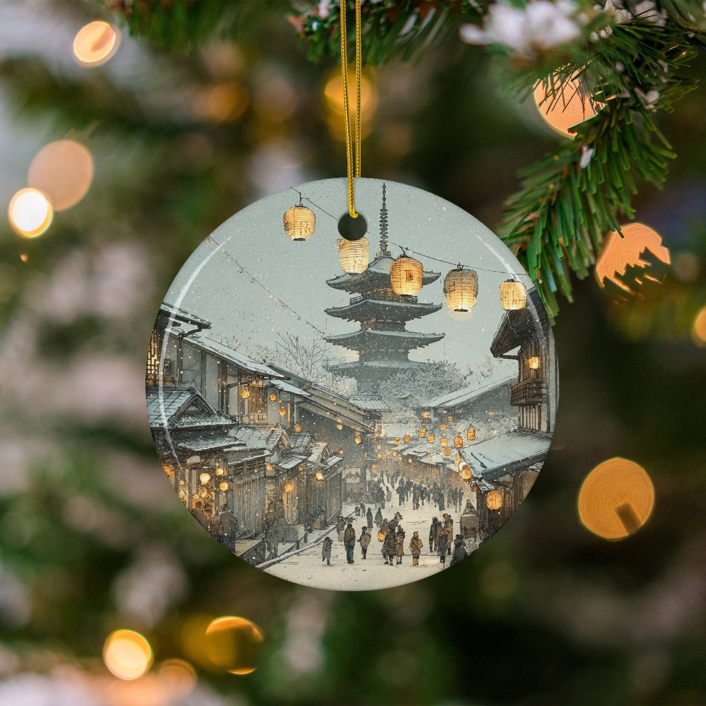 Festive Hanging Christmas Ornament with Scenic Design