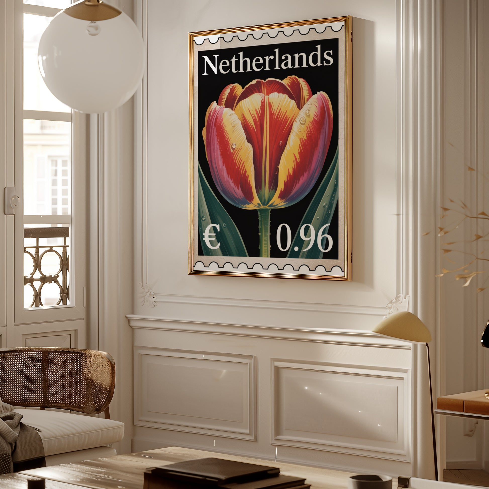 Netherlands Tulip Stamp Art Print Wall Decor