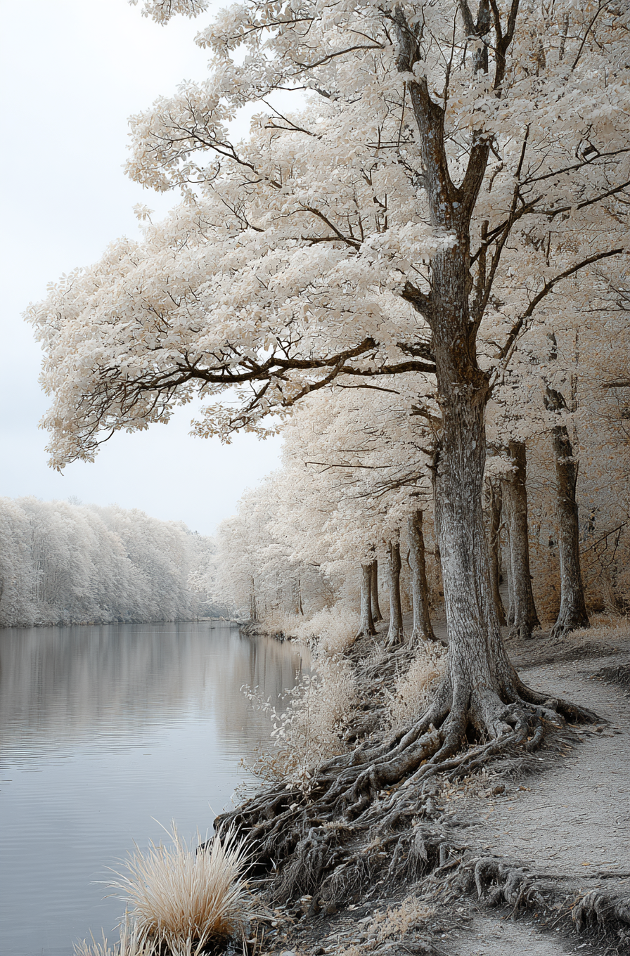 Enchanting Winter River Scene Wall Art Decor