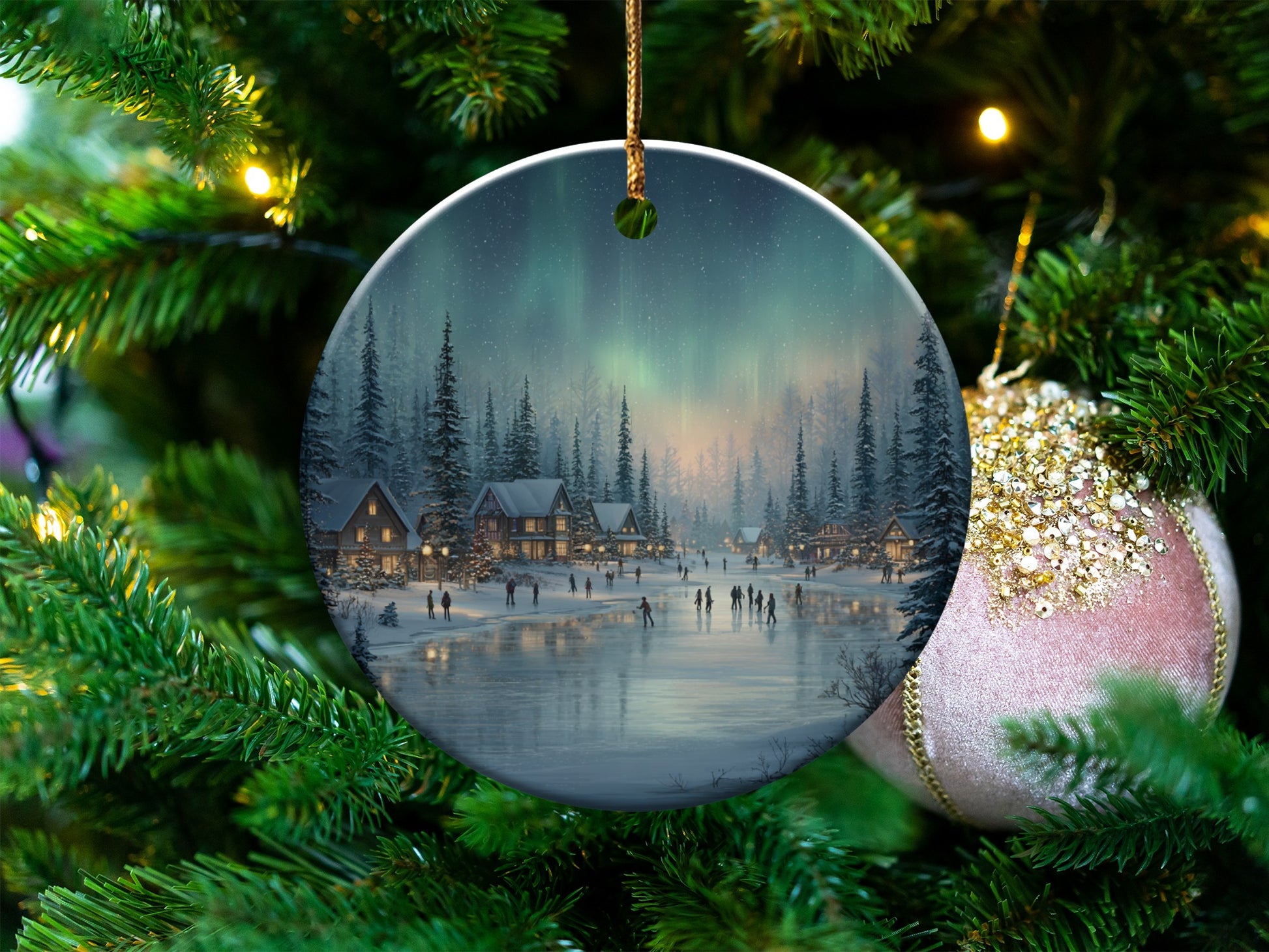 Christmas Village Scene Tree Ornament