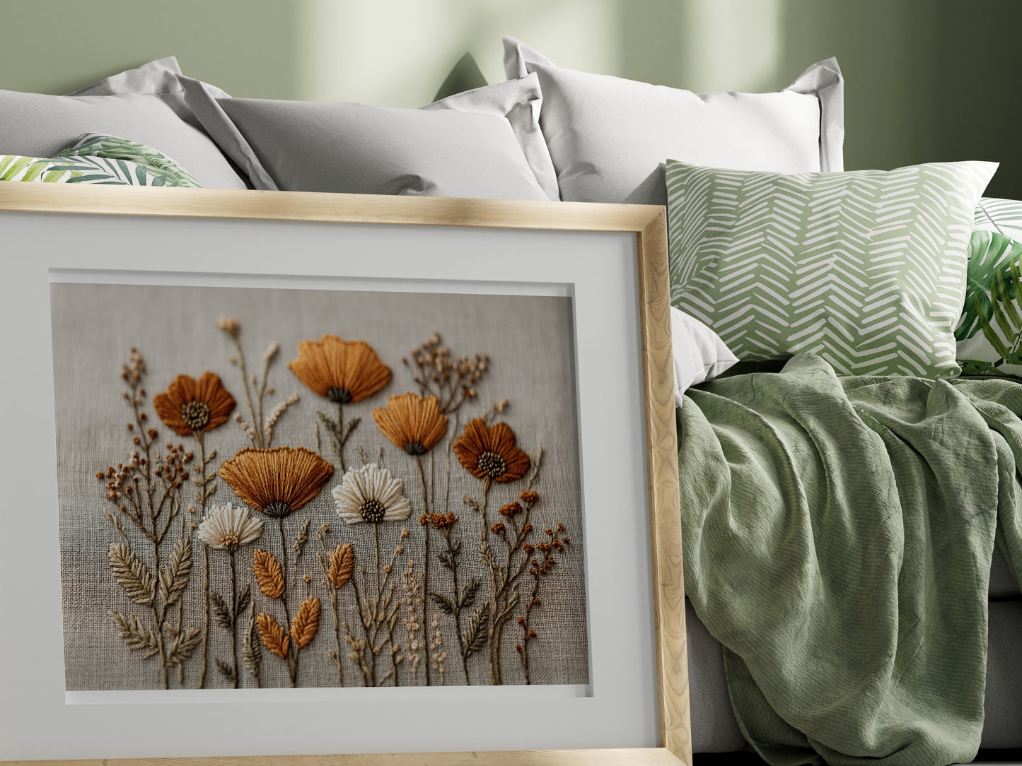 Beautiful Floral Embroidery Wall Art for Home Decor