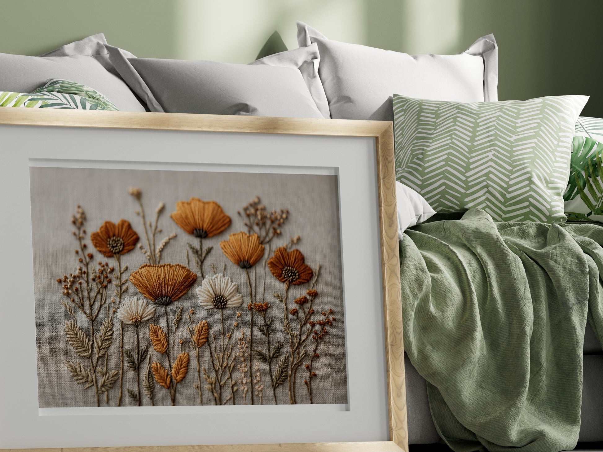 Beautiful Floral Embroidery Wall Art for Home Decor