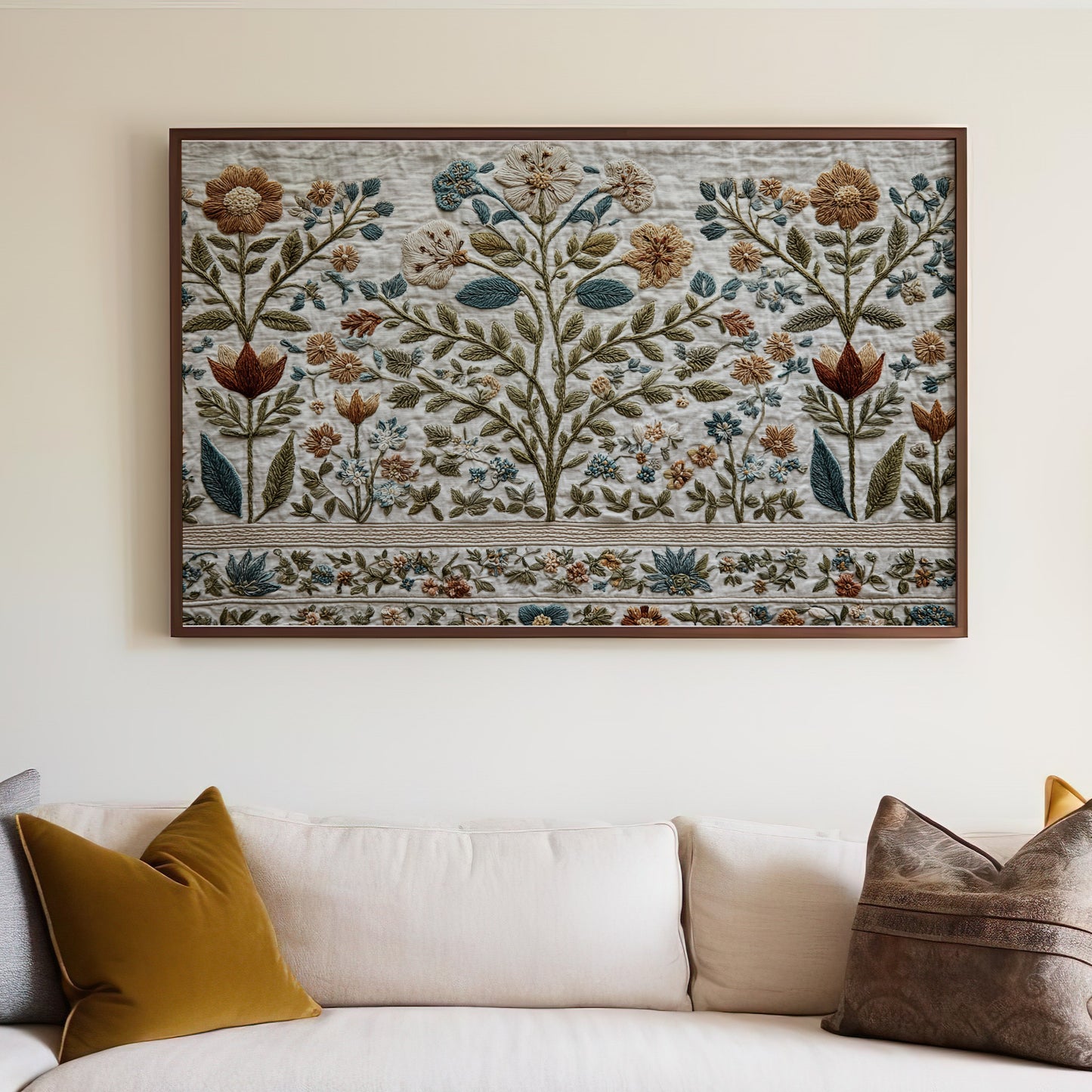 Handcrafted Floral Embroidery Wall Art Framed product type