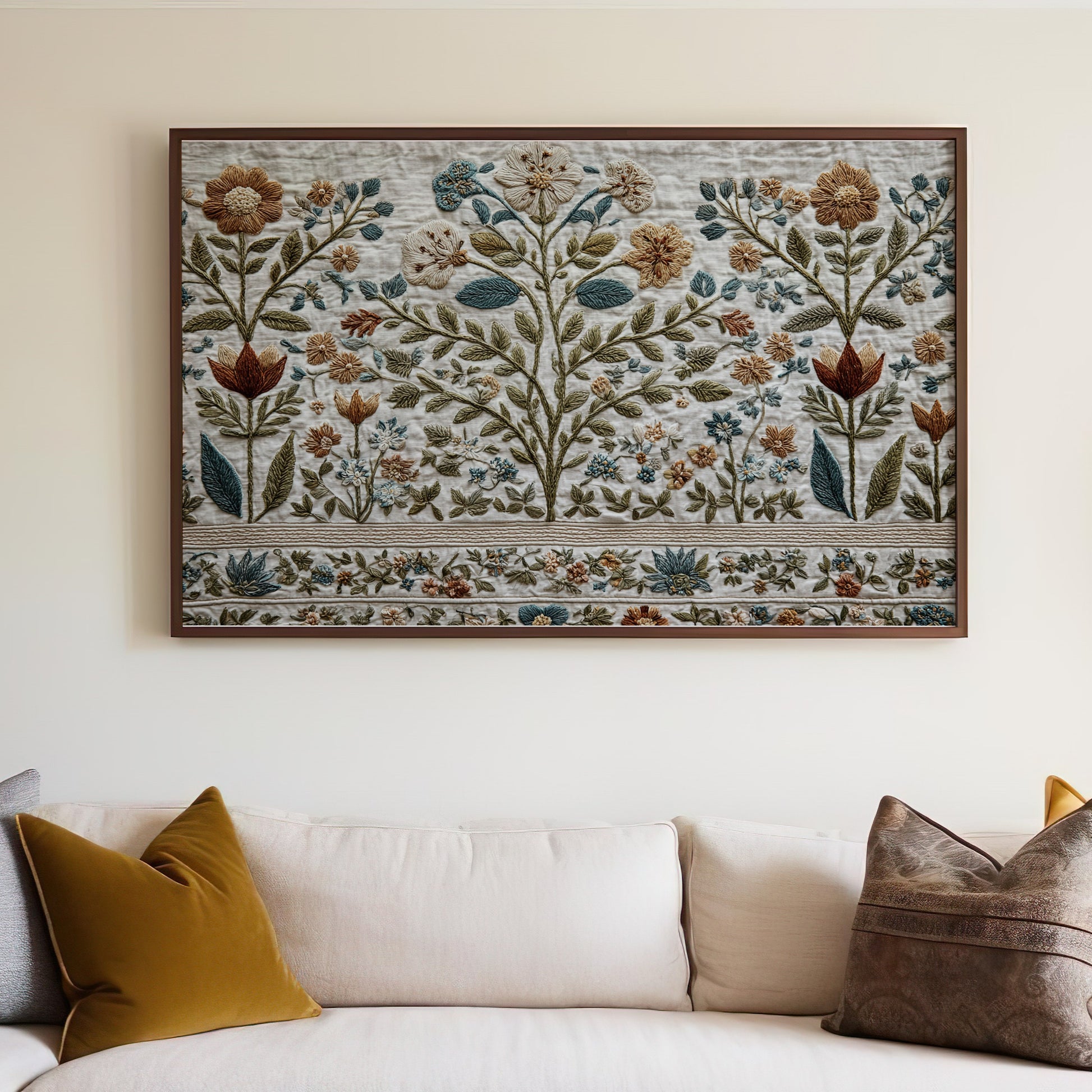 Handcrafted Floral Embroidery Wall Art Framed product type