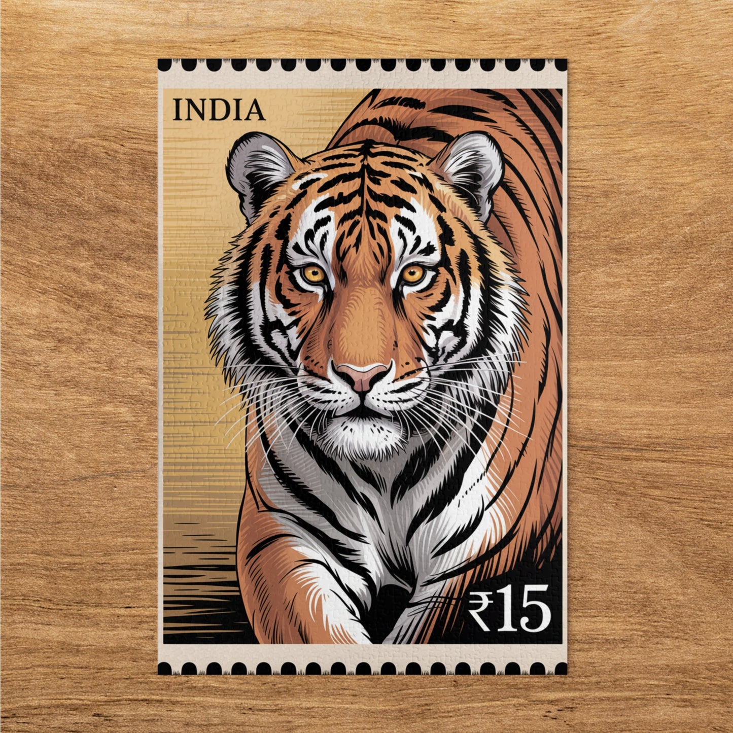 Magnificent Tiger Artwork on Indian Postage Stamp
