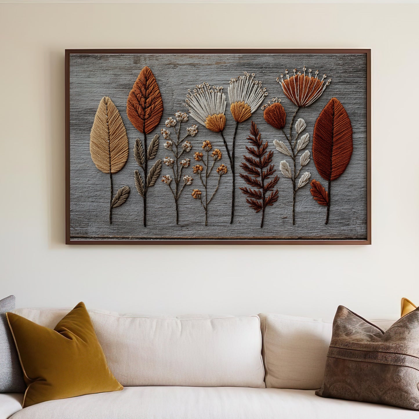 Botanical Embroidered Wall Art Decor Nature Inspired Product