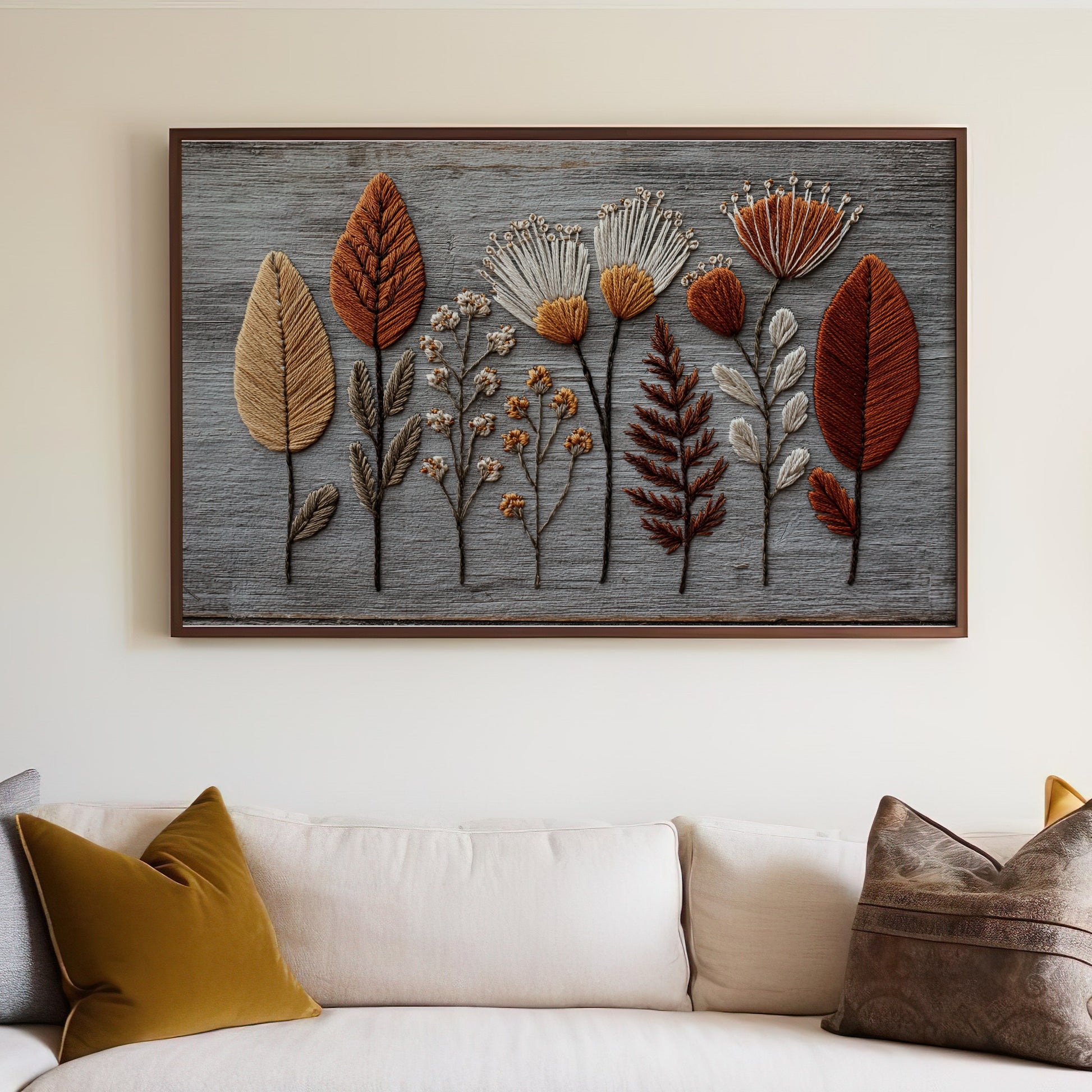 Botanical Embroidered Wall Art Decor Nature Inspired Product