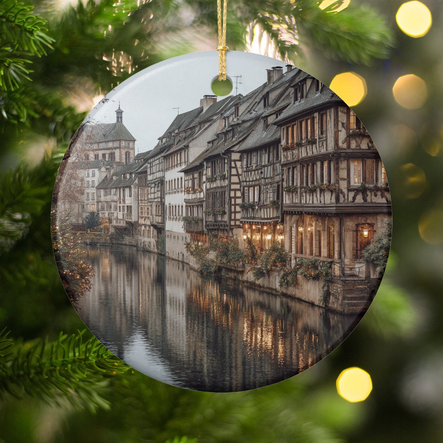 Christmas Decor Ornament With Scenic River View