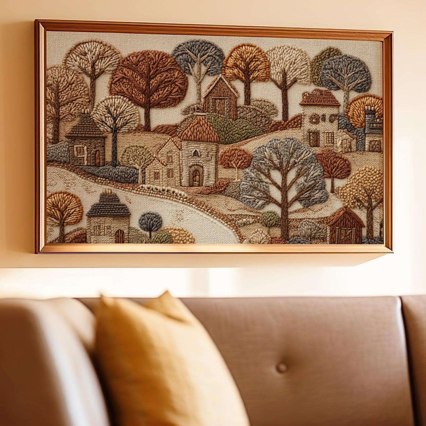 Handcrafted Embroidered Landscape Wall Art Decor
