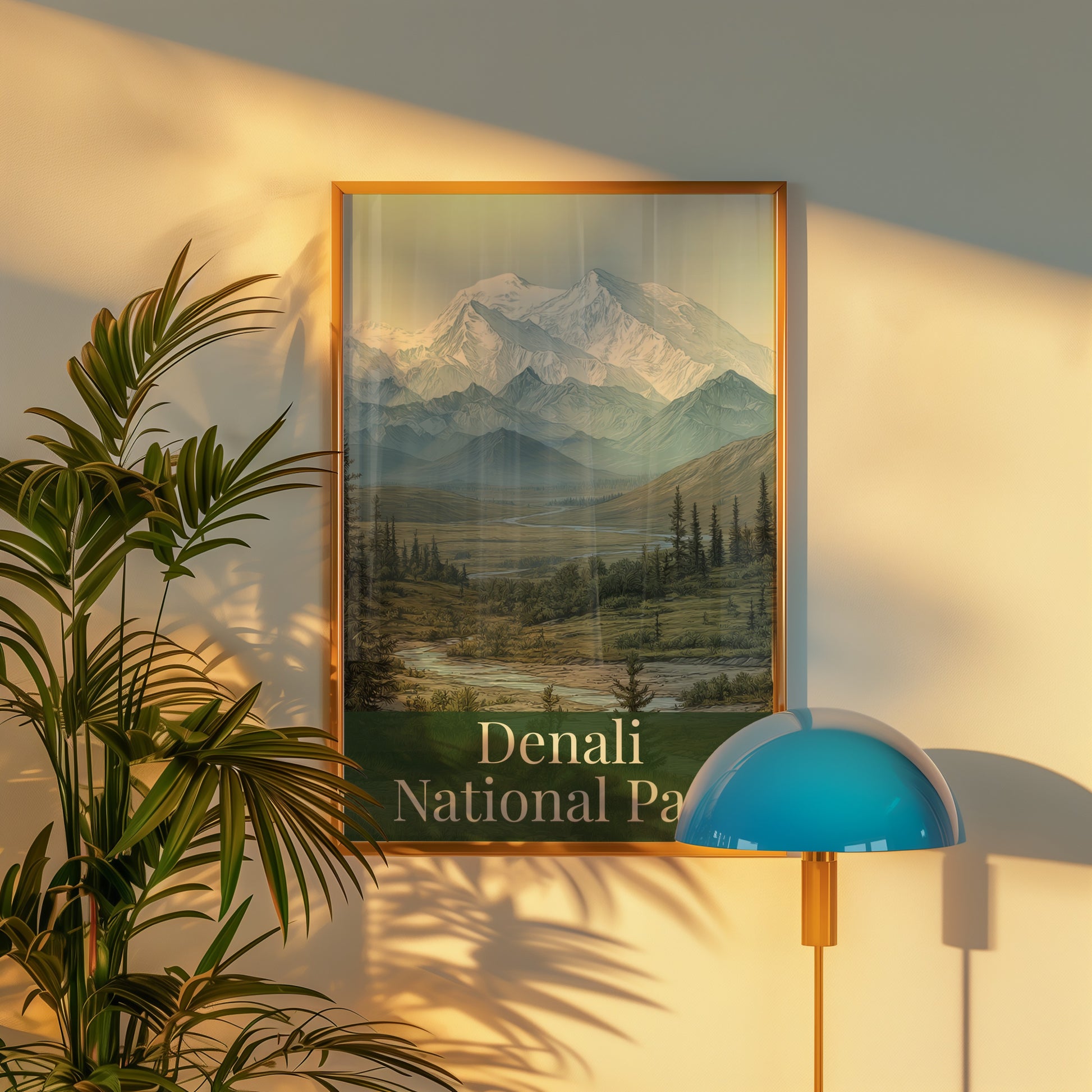 Denali National Park Illustrated Art Poster Print