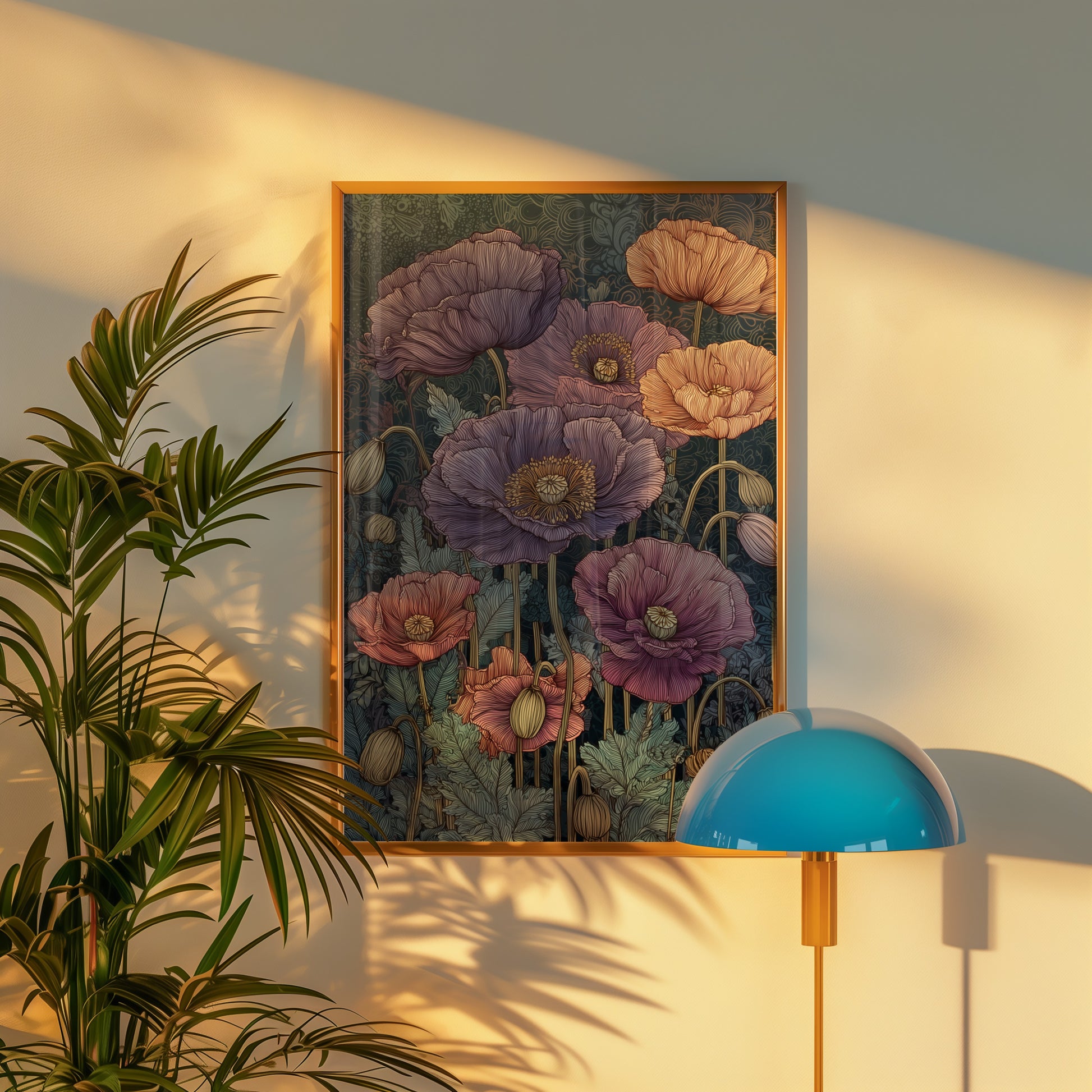 Colorful Floral Artwork with Poppies Wall Print