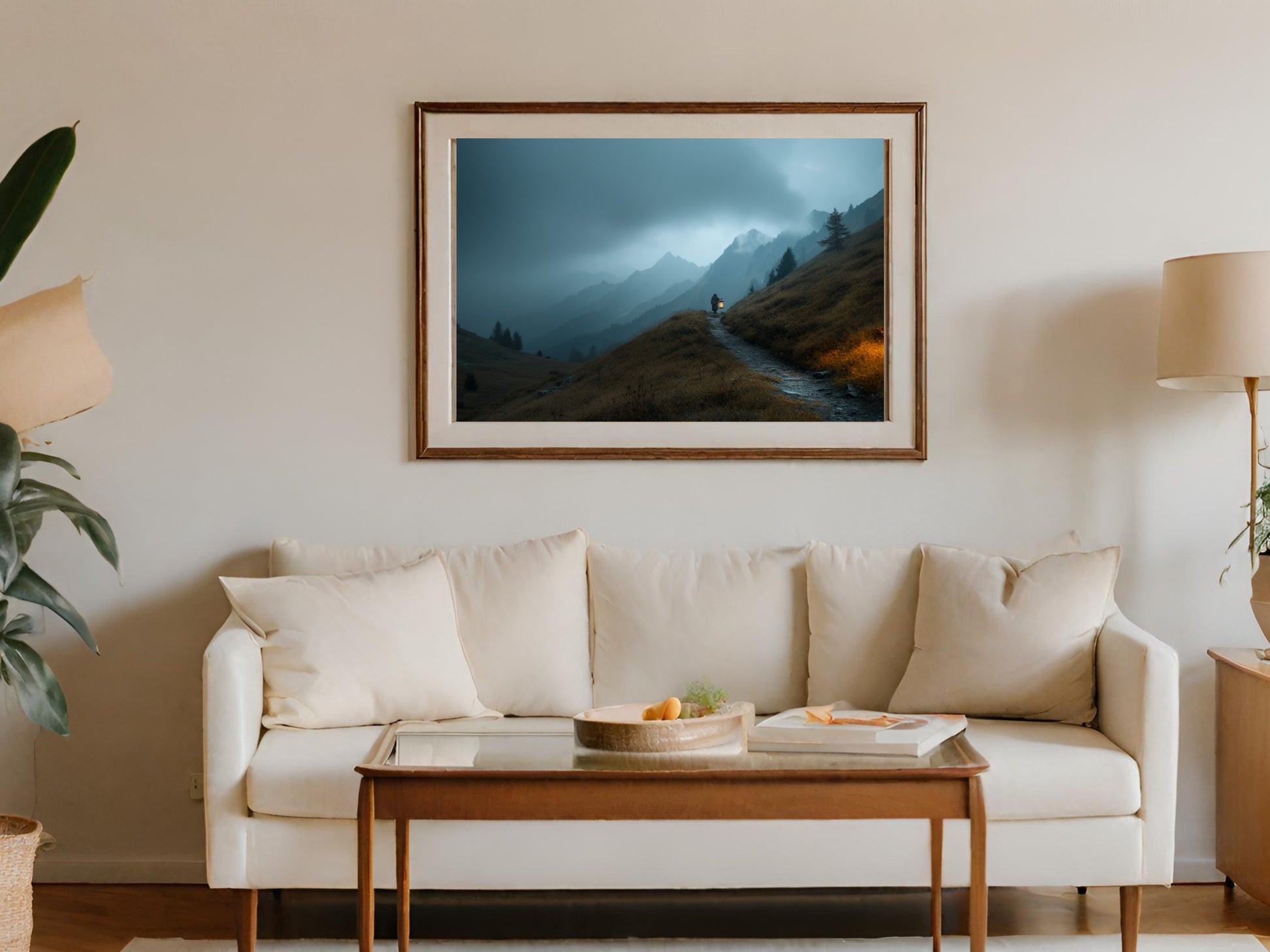 Serene Mountainous Landscape in Framed Art Print