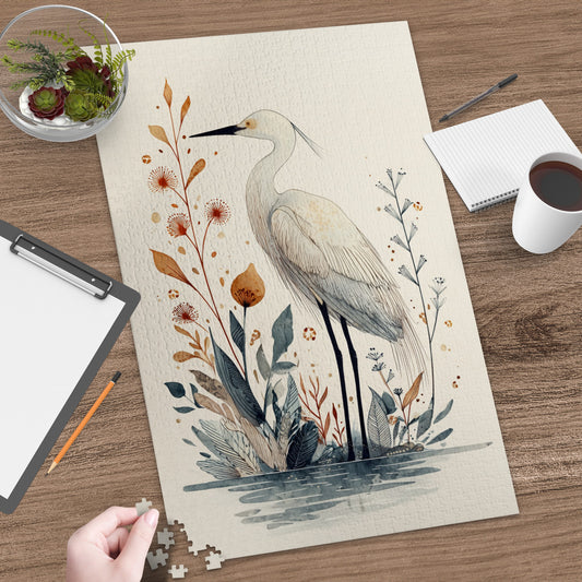 Elegant Bird and Floral Art Puzzle for Tranquil Moments