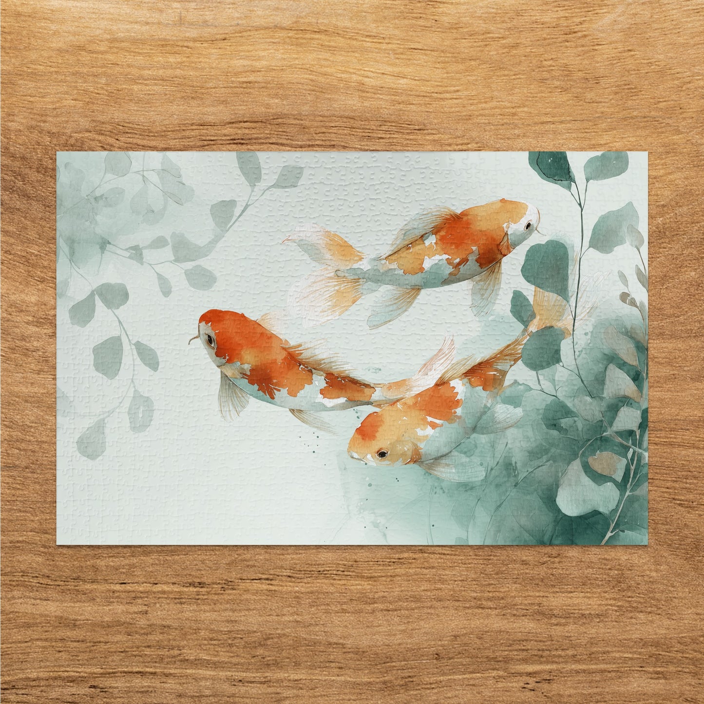 Watercolor Koi Fish Green Foliage Nature Scene product type